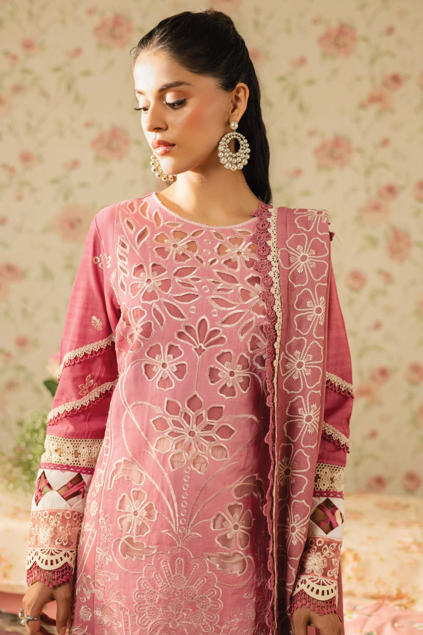 Kaia by Mahnur Unstitched 3 Piece Emb Winter Suit-K-13 - Image 2