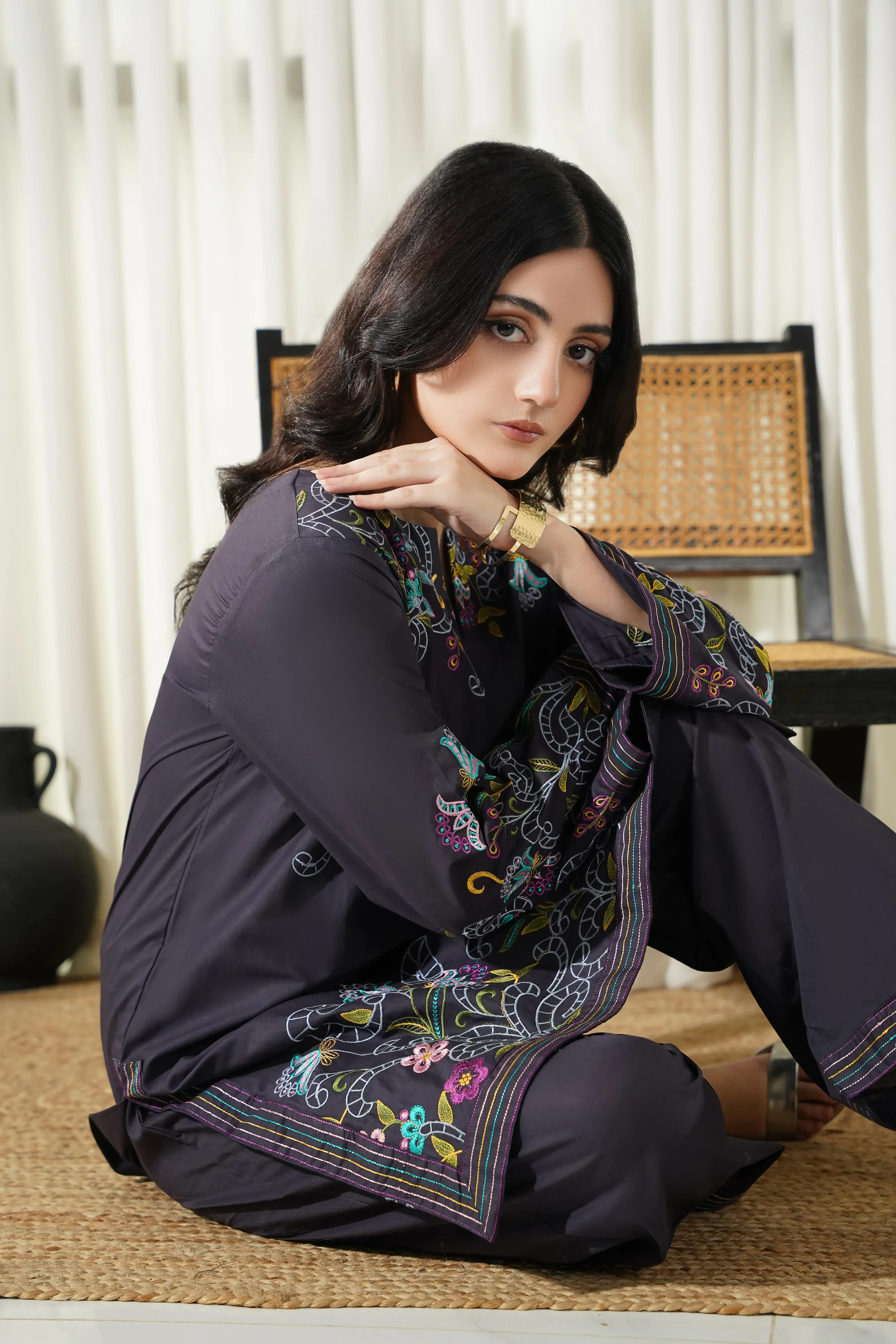 Dhaga Stitched 2 Piece Cotton Summer Suit-Kaif - Image 5