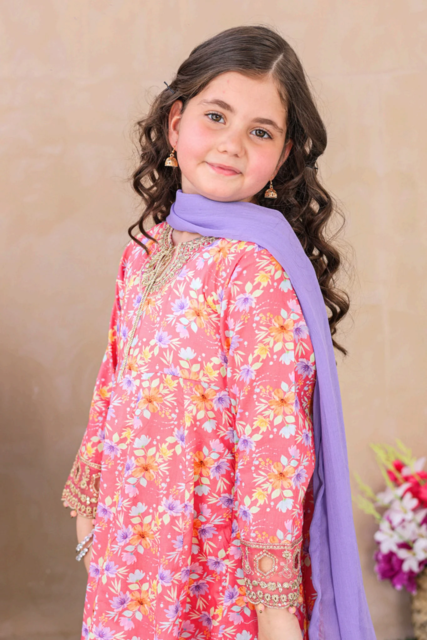 Shanzey Stitched 3 Piece Emb Kalidaar Frocks With Chiffon Dupatta Suit-SHK-6203 - Image 2