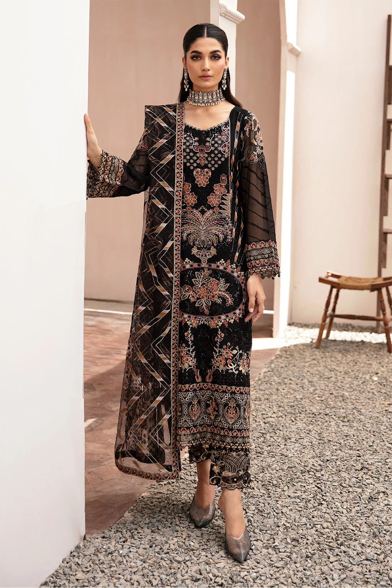 Kashish By Ramsha Unstitched 3 Piece Weightless Chiffon Vol-02 Suit-K-205