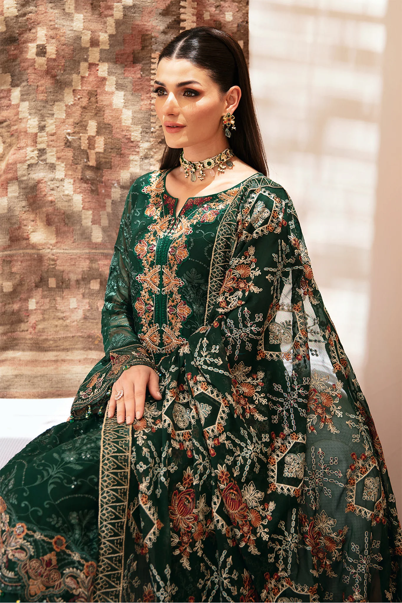 Kashish By Ramsha Unstitched 3 Piece Weightless Chiffon Vol-02 Suit-K-207 - Image 2