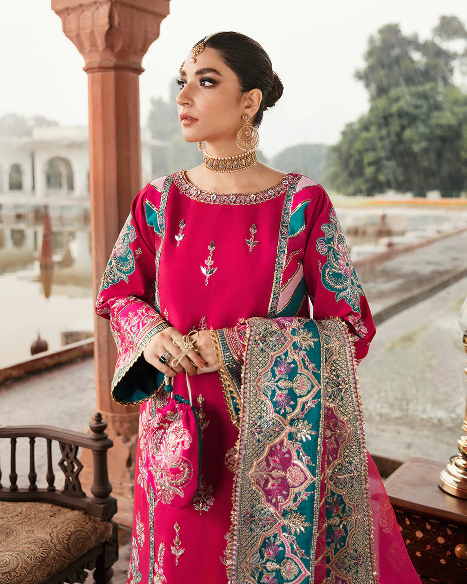 Gulaal Unstitched 3 Piece Wedding Suit-Kashni Embroidered Silk 3-Piece Suit WU-05 - Image 3