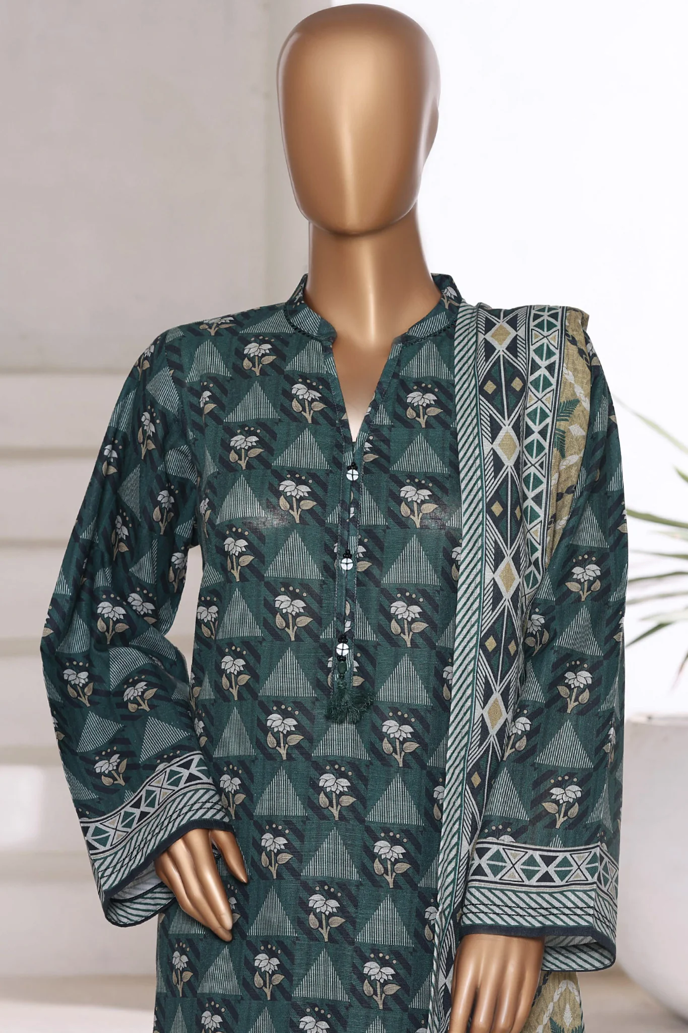 Sada Bahar Stitched 3 Piece Printed Khaddar Vol-01 Suit-KD-PR-6251-Green - Image 2