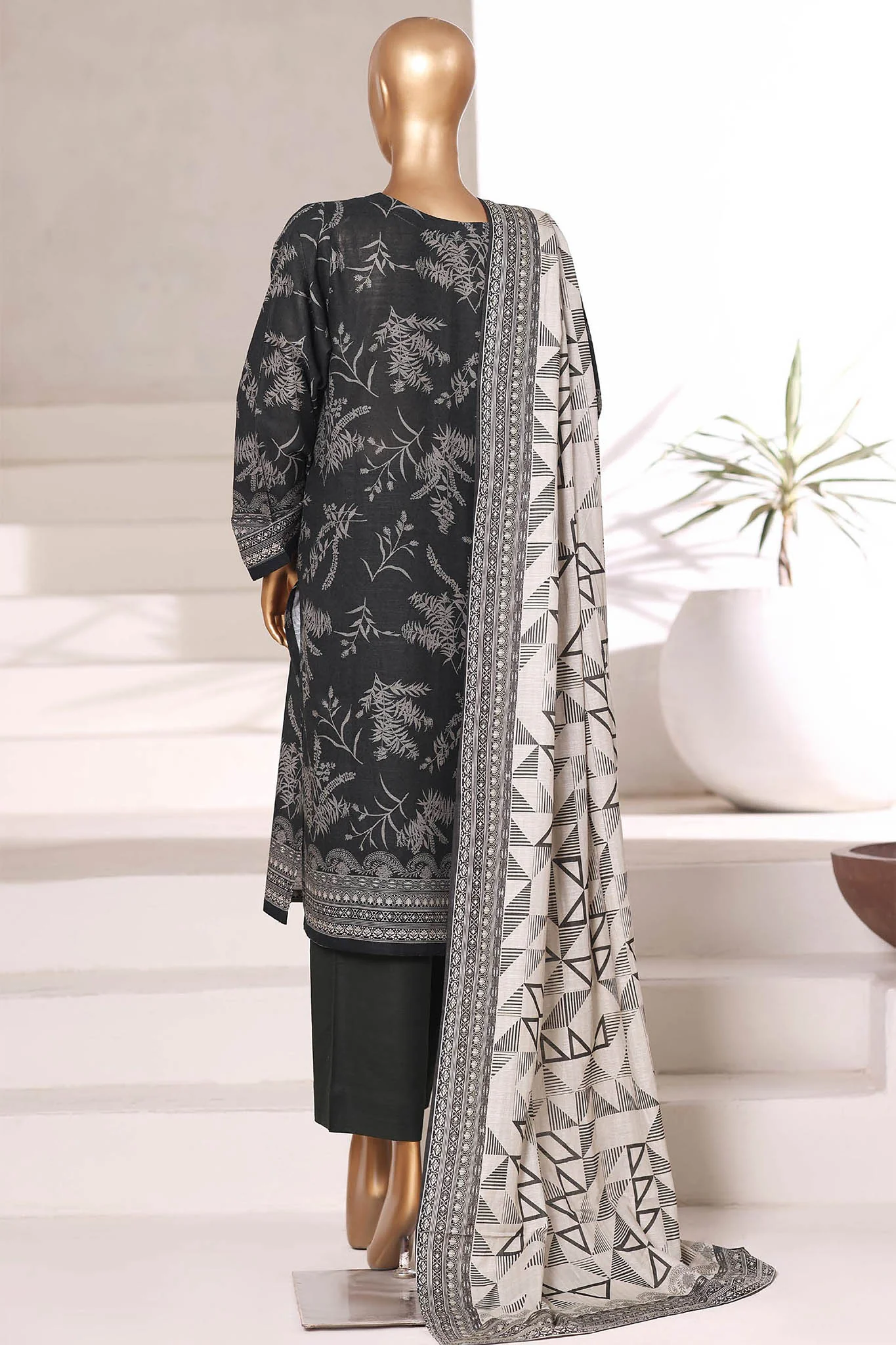 Sada Bahar Stitched 3 Piece Printed Khaddar Vol-02 Suit-KD-PR-6558-Green - Image 3