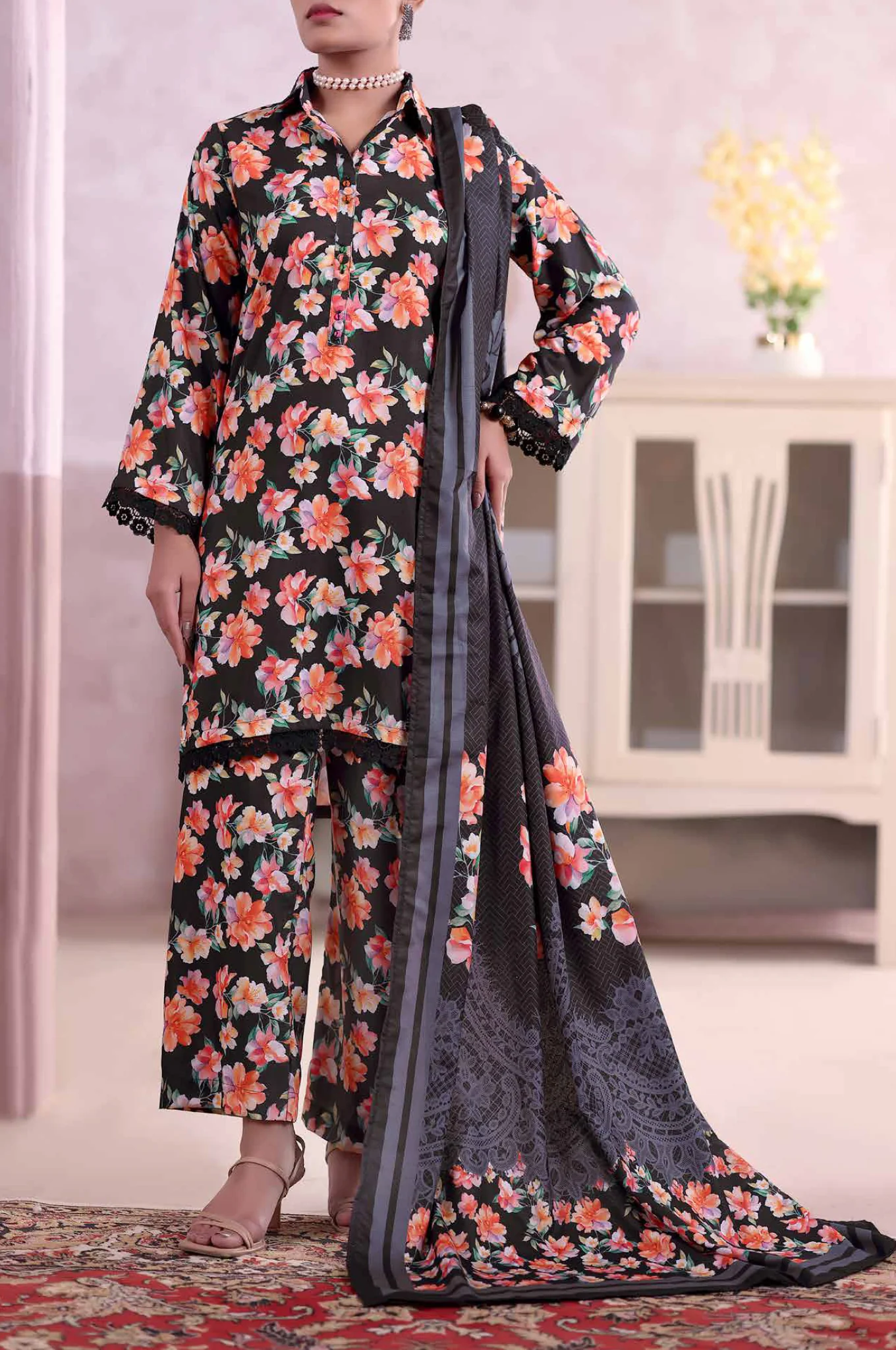 Khaas by Aizal Stitched 3 Piece Printed Ayudia Suit-A-K-09