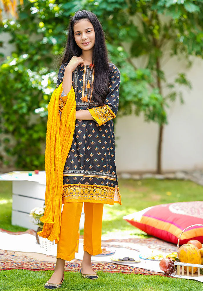 Ochre Clothing Khaddar Printed 3 Pc Suit - Image 5