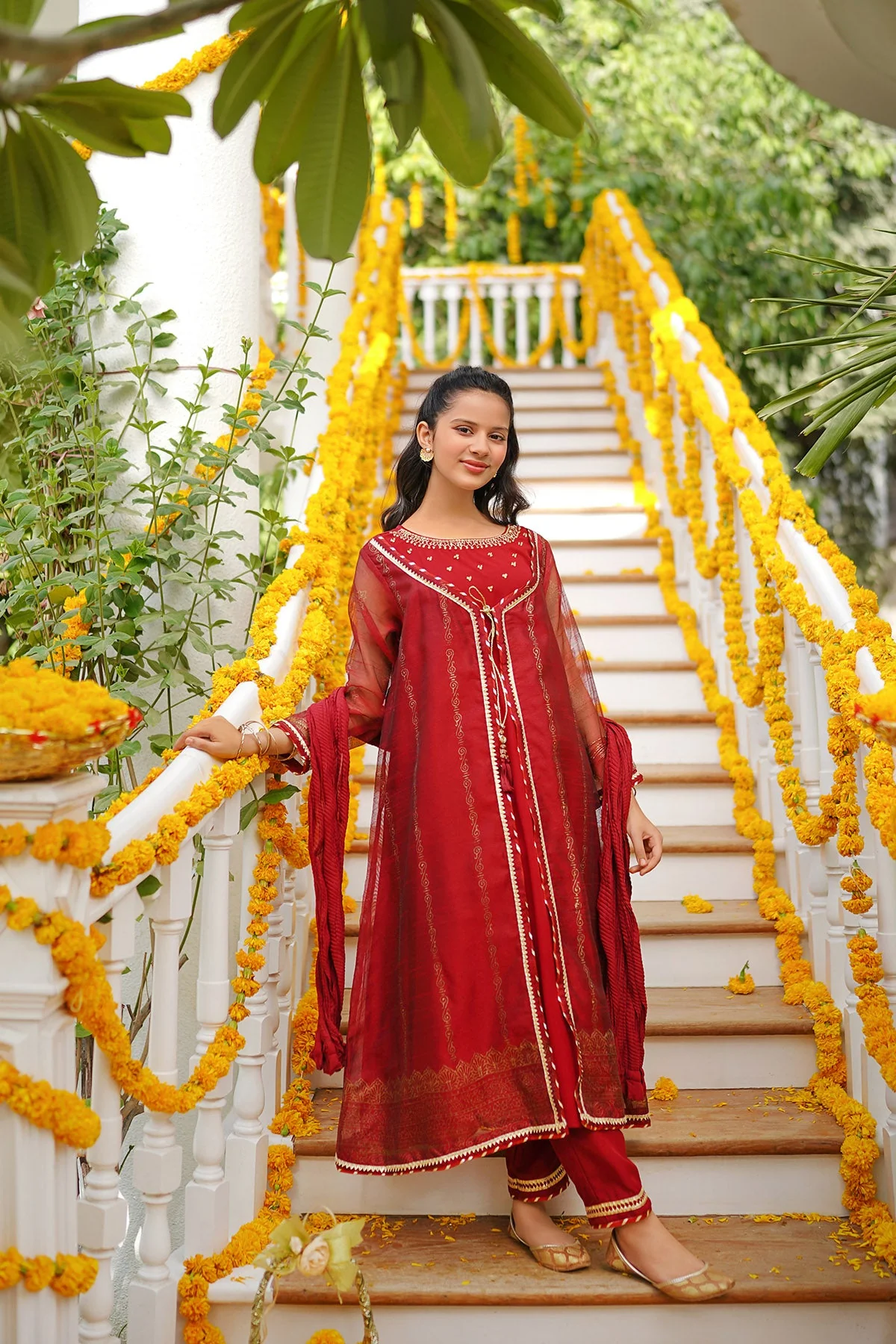 Ochre Clothing Khaddi Net Hand Adda Work 3 Pc Suit - Image 5