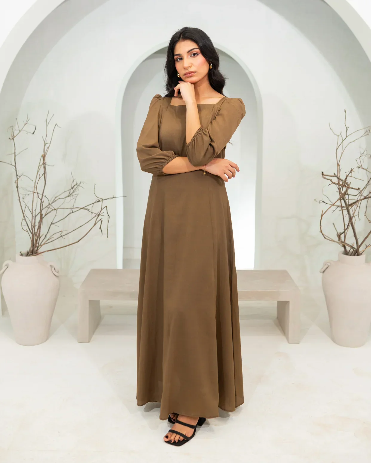 Zauk Khaki Long Dress - Image 2