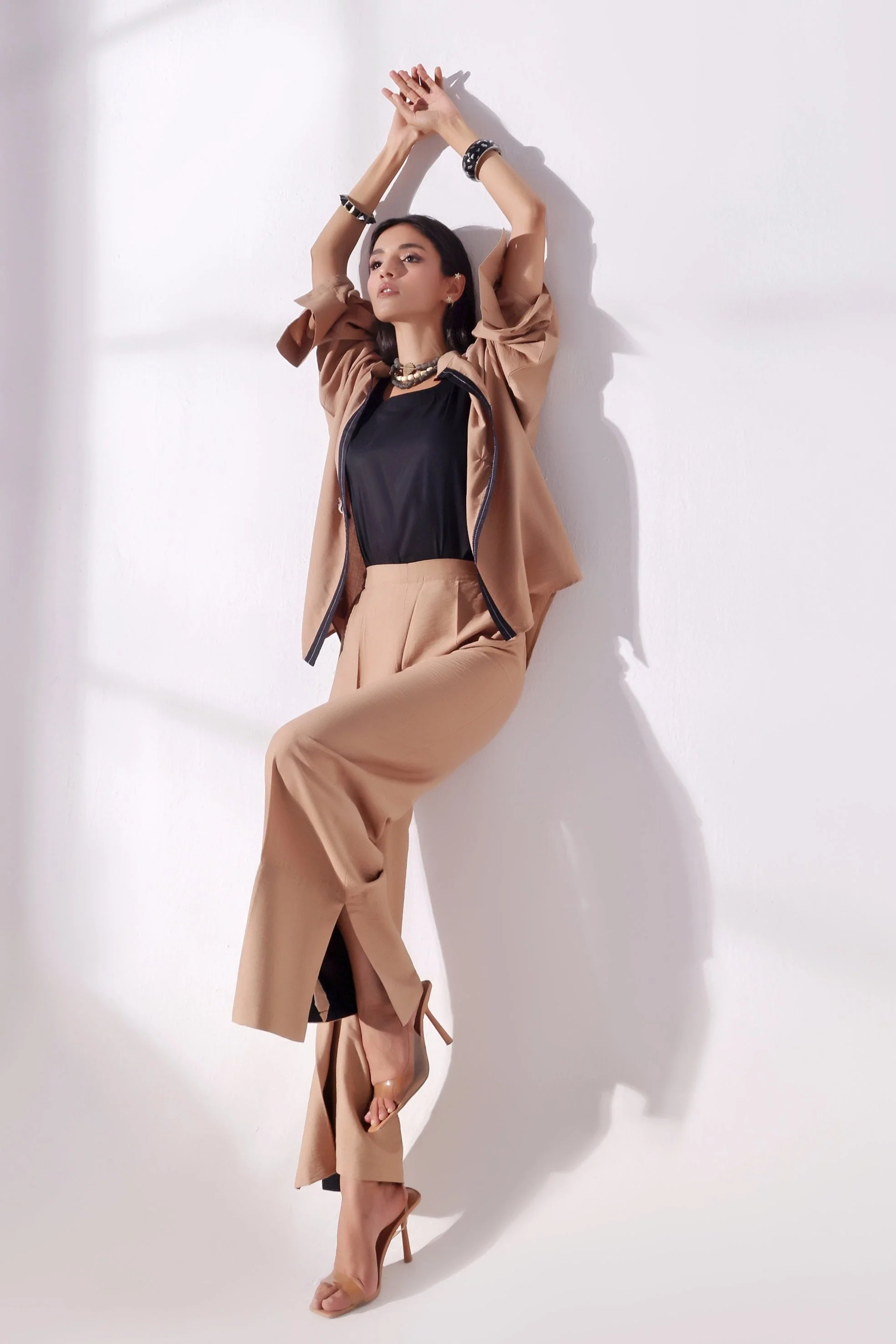 Ora Fashion Stitched 2 Piece Summer Suit-Ora Fashion Khaki Top & Pent Set - Image 10