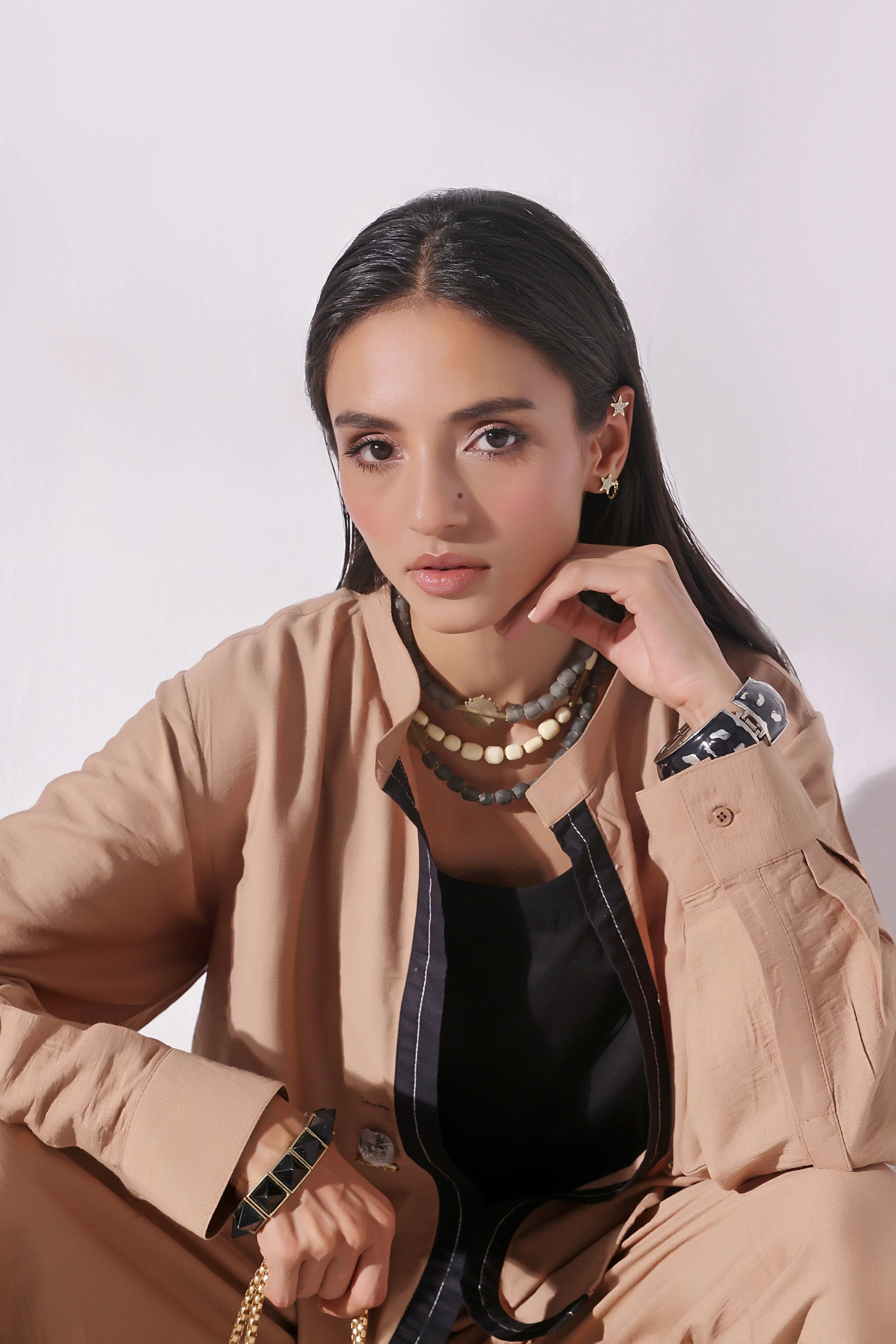 Ora Fashion Stitched 2 Piece Summer Suit-Ora Fashion Khaki Top & Pent Set - Image 9