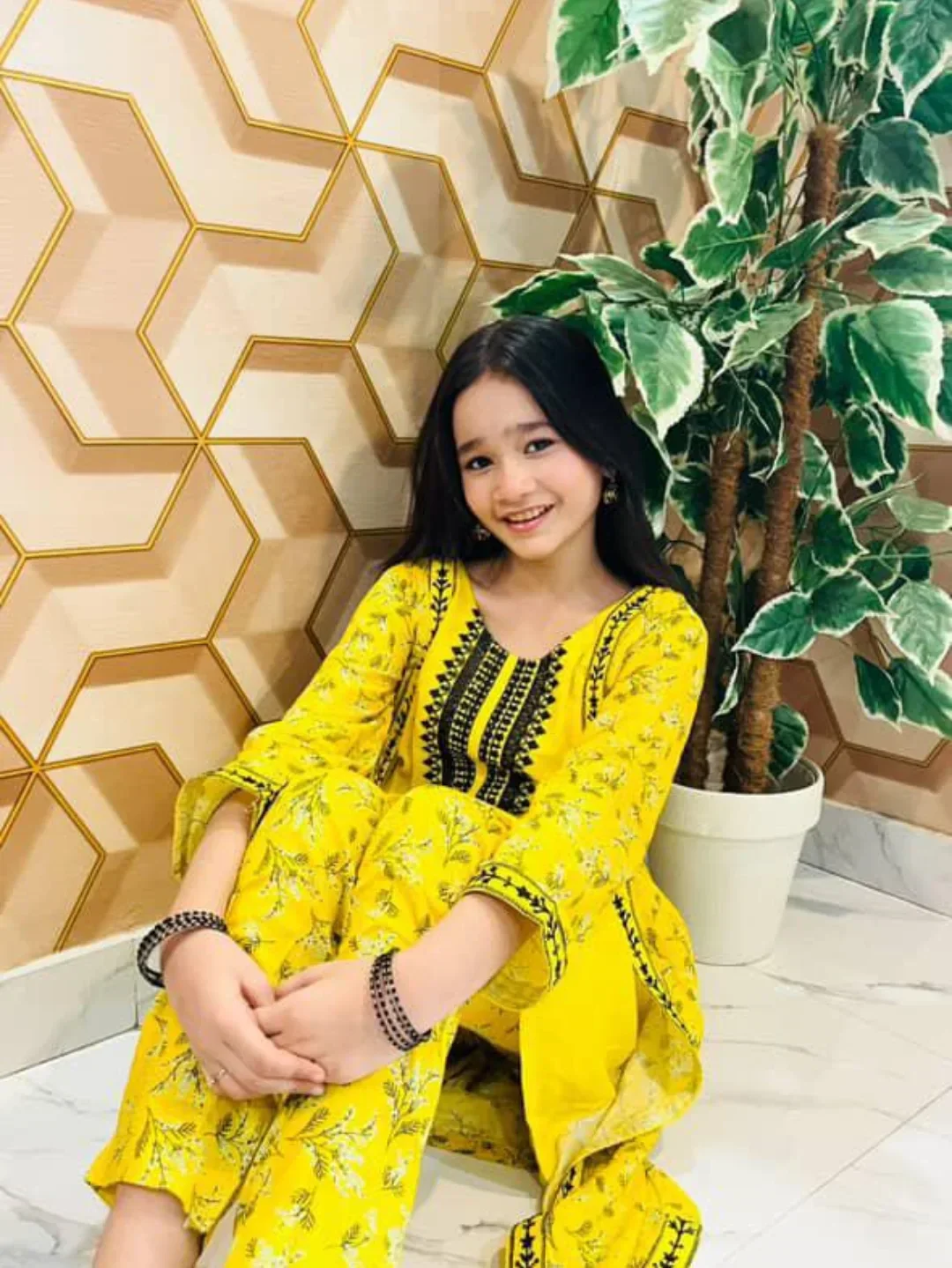 Khanak Stitched Kids-Classic Yellow Coat Style 2pcs Embroidered Suit-KST 061 - Image 10