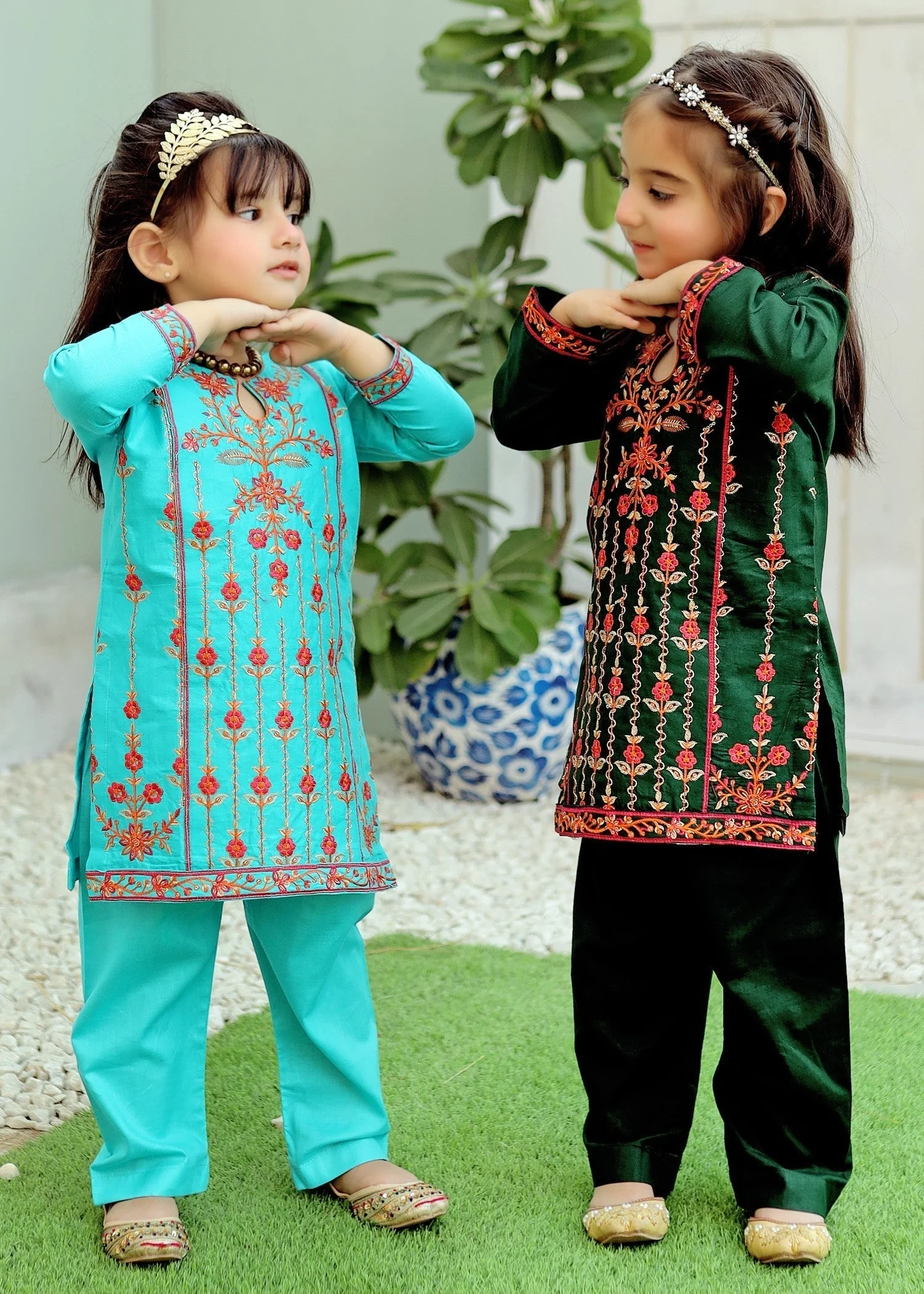 Khanak Stitched Kids-Electric Blue Embroidered 2Pcs Suit KST 079 - Image 5