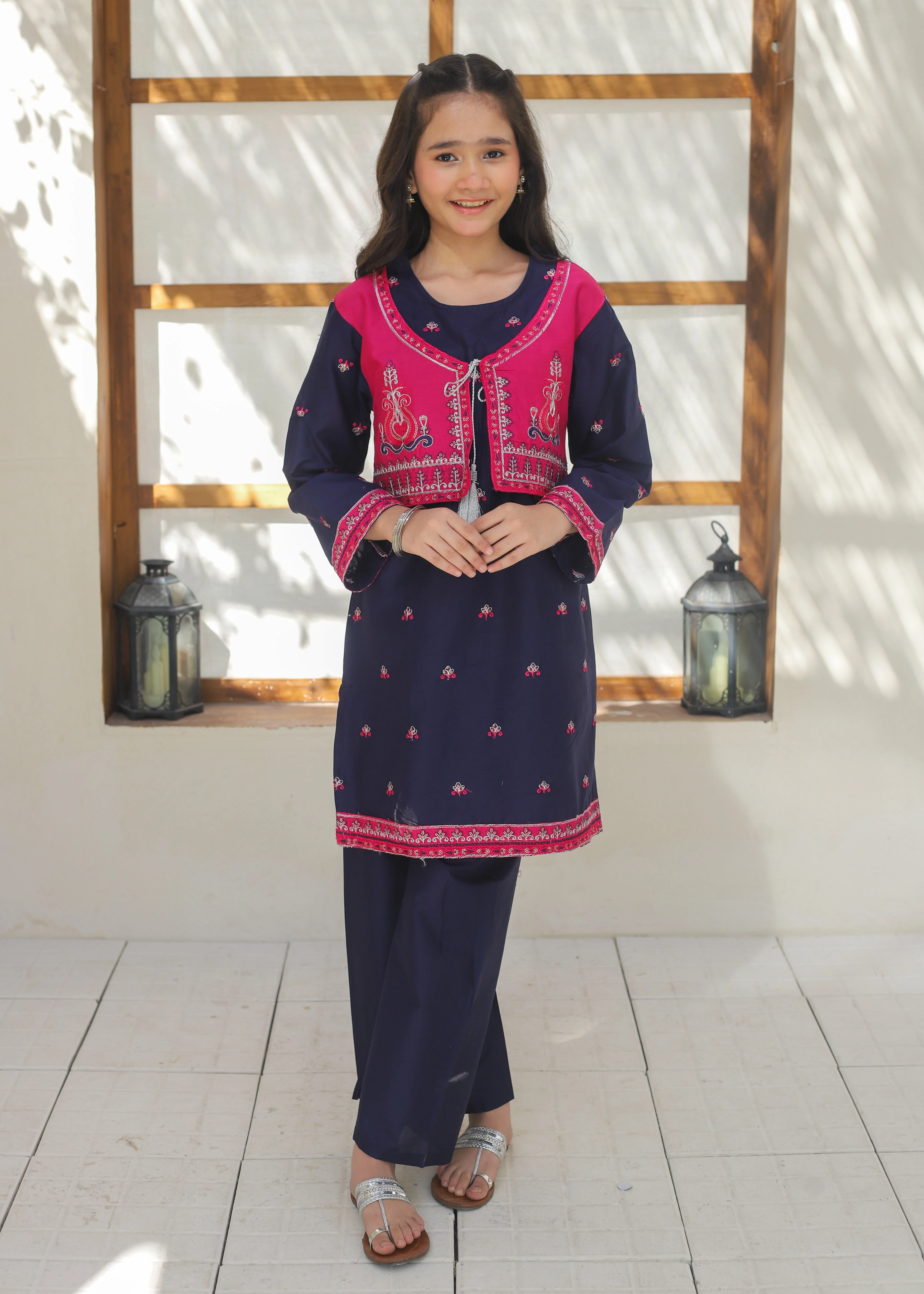Khanak Stitched Kids-Navy Blue Koti Style 2Pcs Suit KST 135 - Image 6