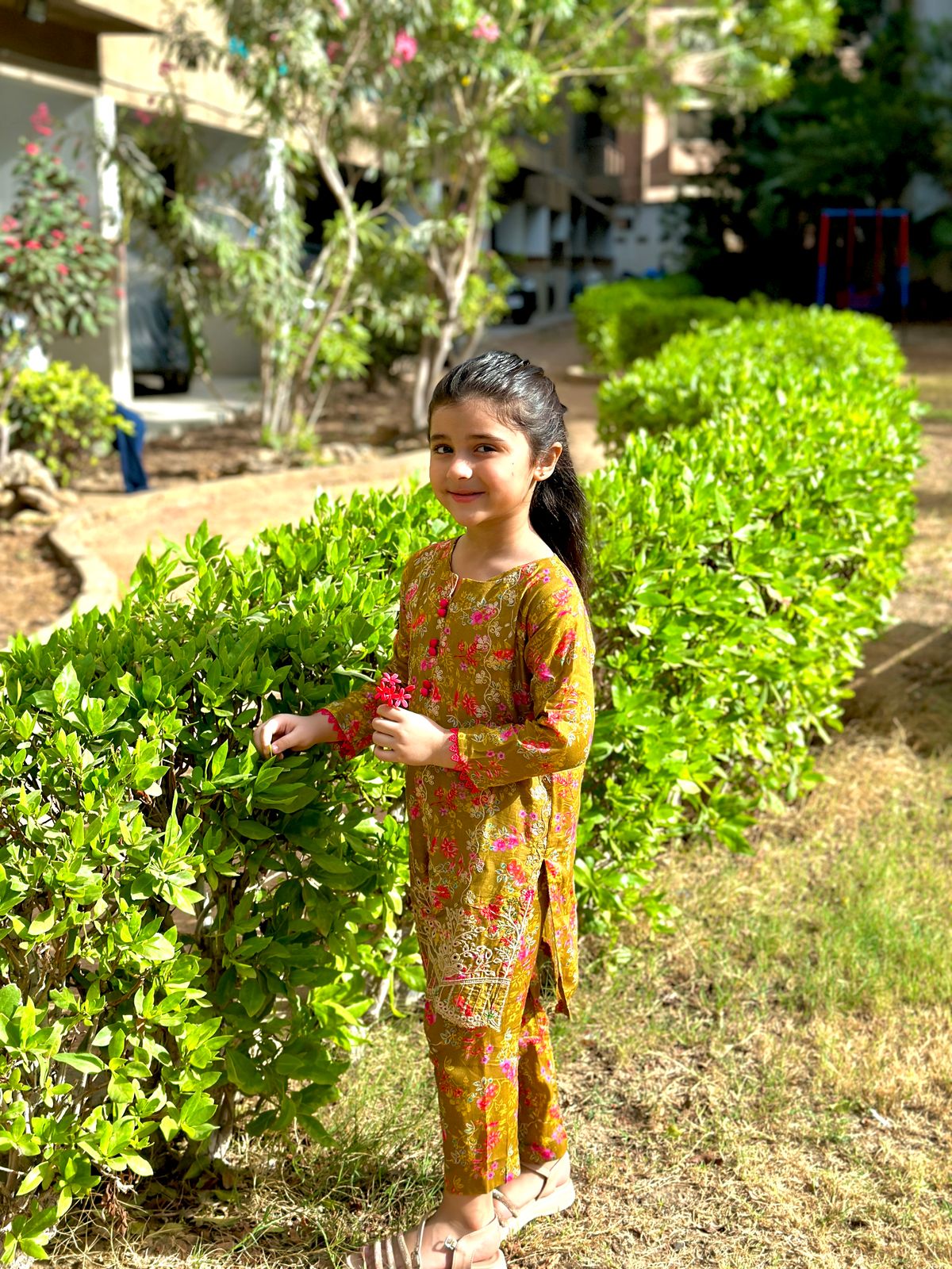 Khanak Stitched Kids-Sienna Brown 2pcs Embroidered Suit KST 062 - Image 7