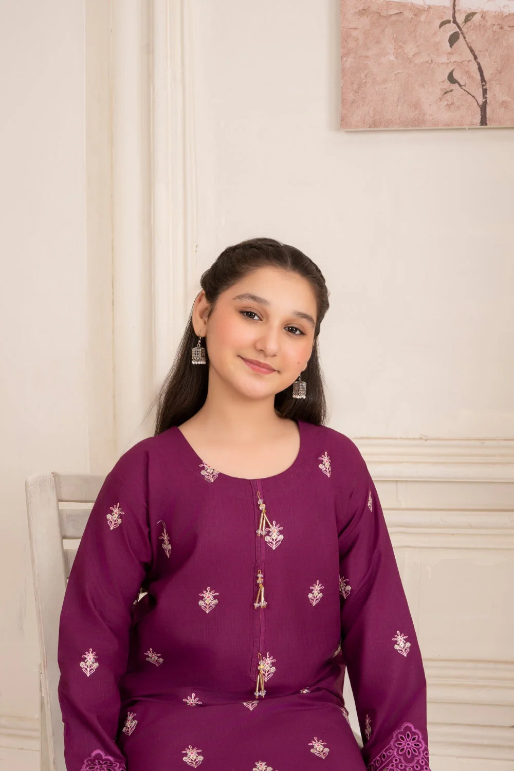 Khayat Stitched 2 Piece Lawn Kids Suit-Purply - Image 4