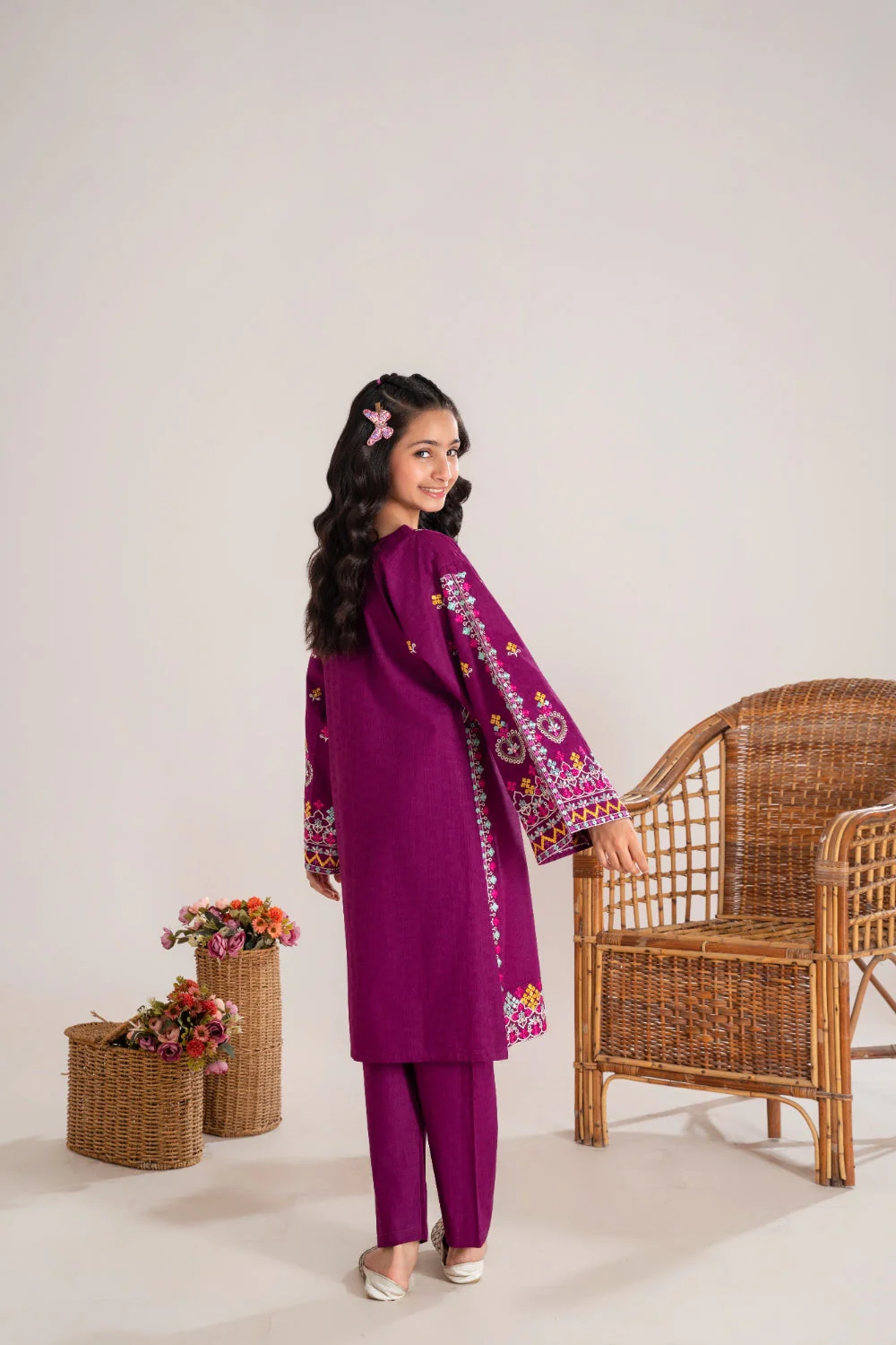 Khayat Stitched 2 Piece Embroidered Kids Winter Suit-Purora - Image 3