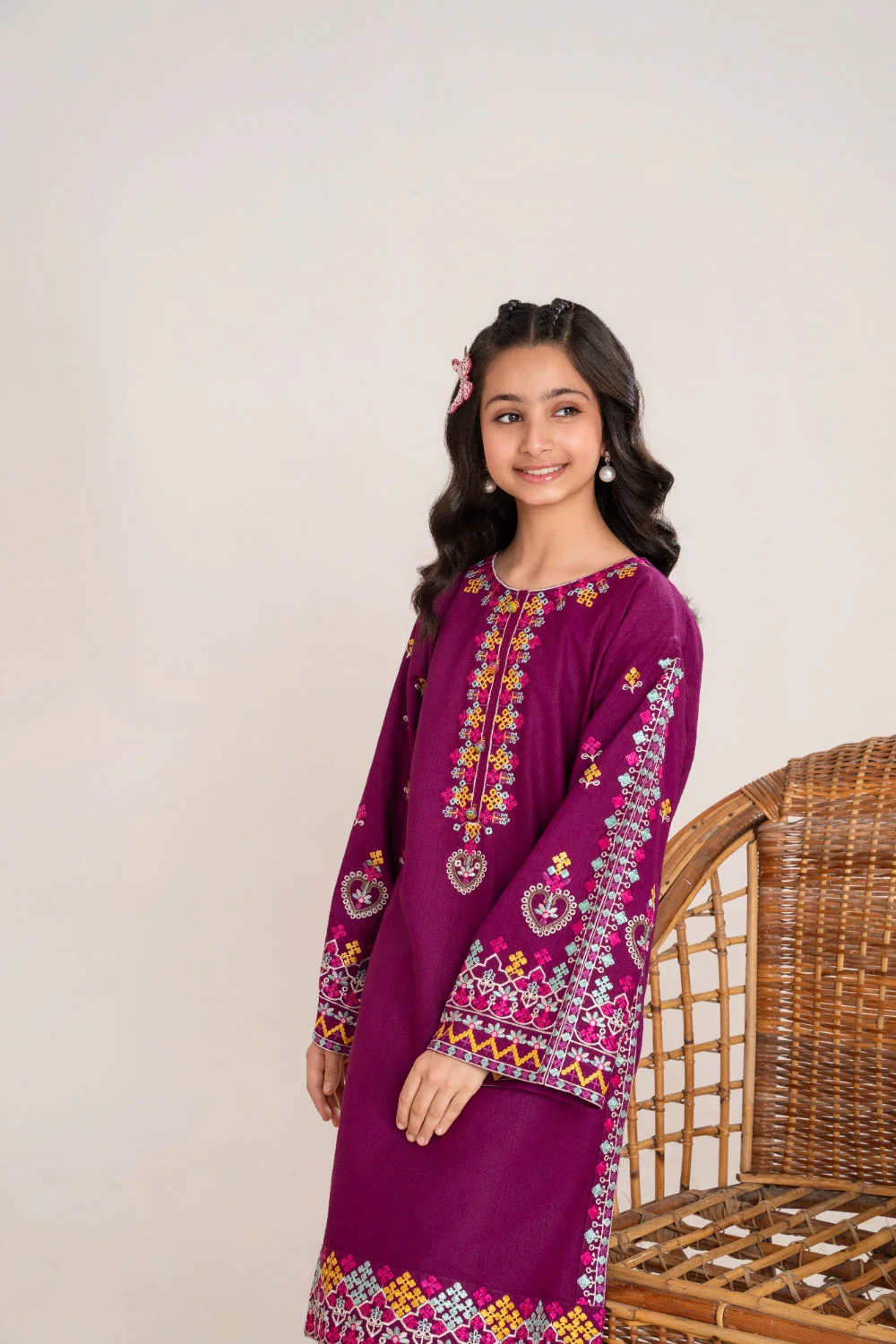 Khayat Stitched 2 Piece Embroidered Kids Winter Suit-Purora - Image 4