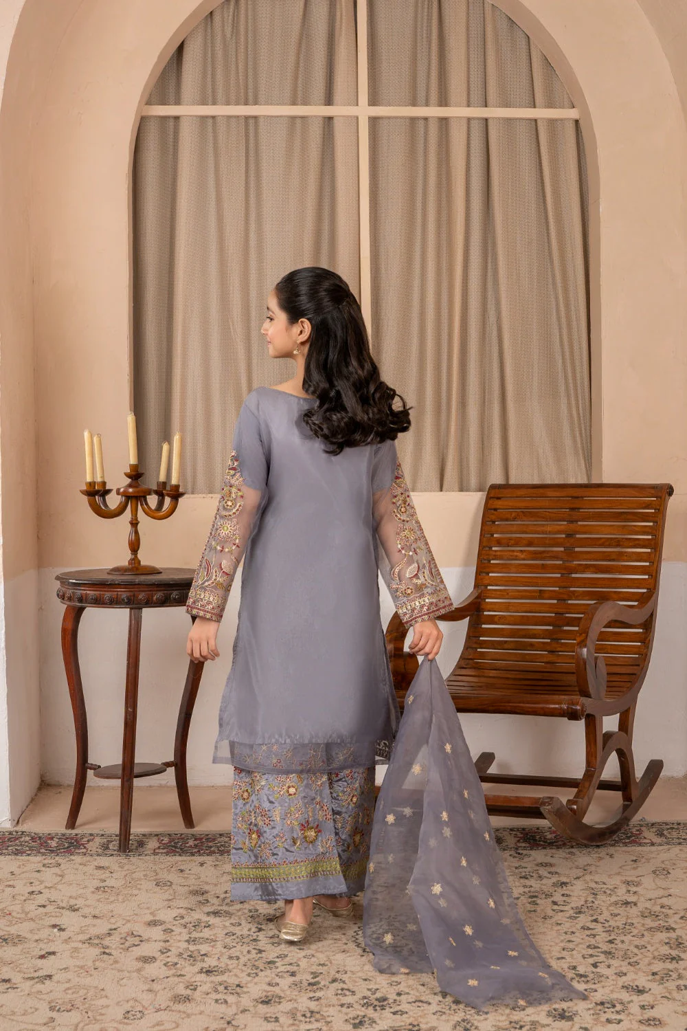 Khayat Stitched Festive Kids Suit-Timberwolf - Image 3