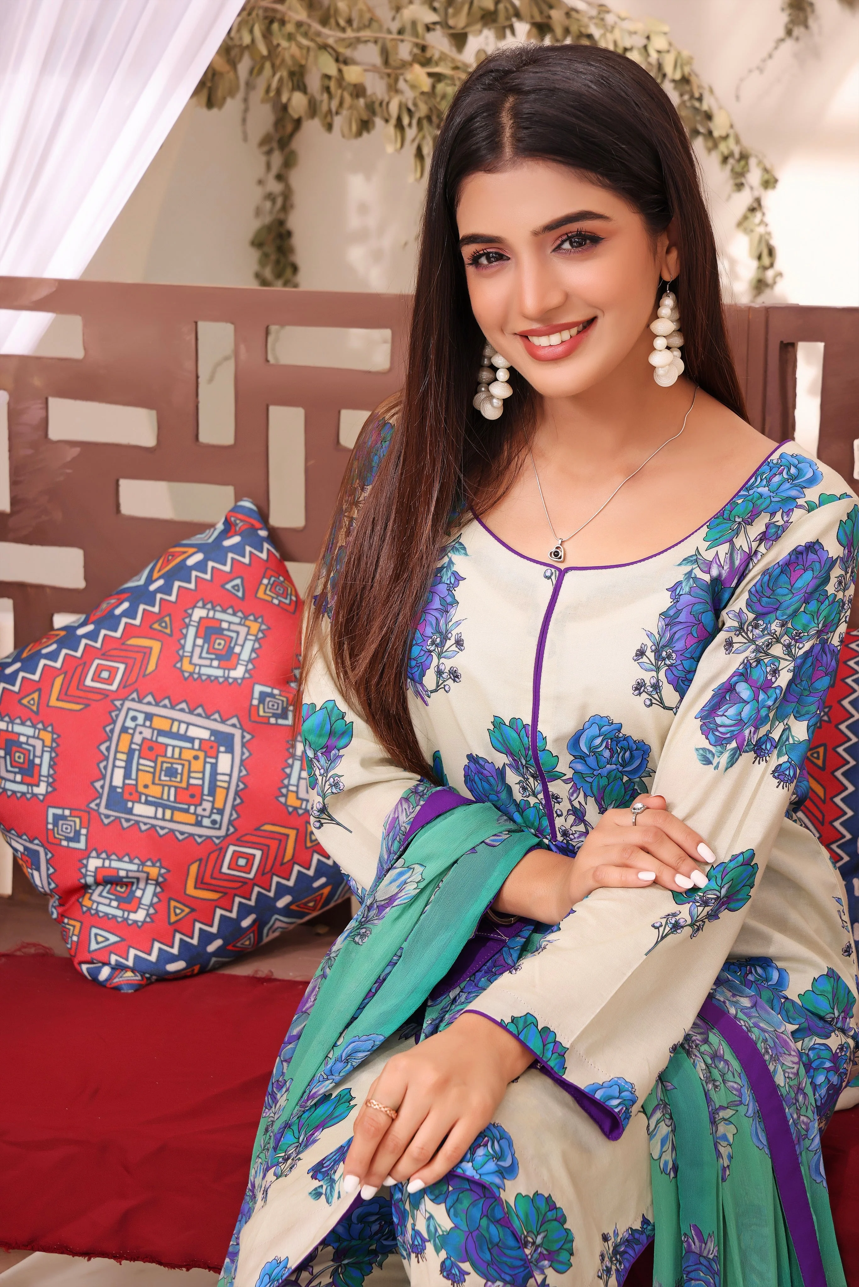 Feathers Unstitched 3 Piece Summer Collection-KHINZA-FT186 - Image 3