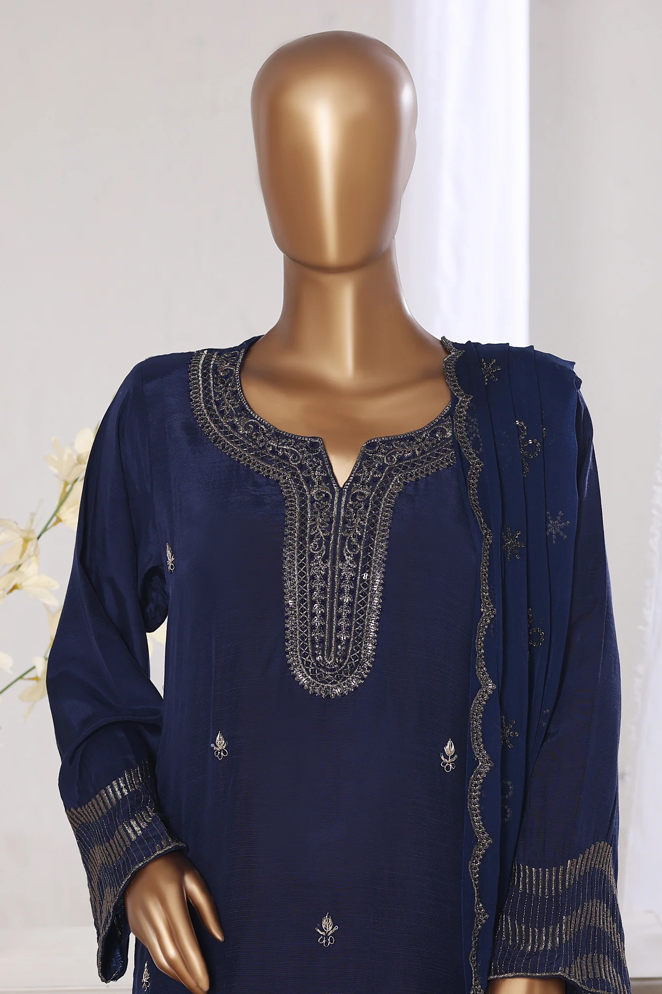 Khombi Stitched 3 Piece Luxury Formals Suit-Symphony-206 N.Blue - Image 2