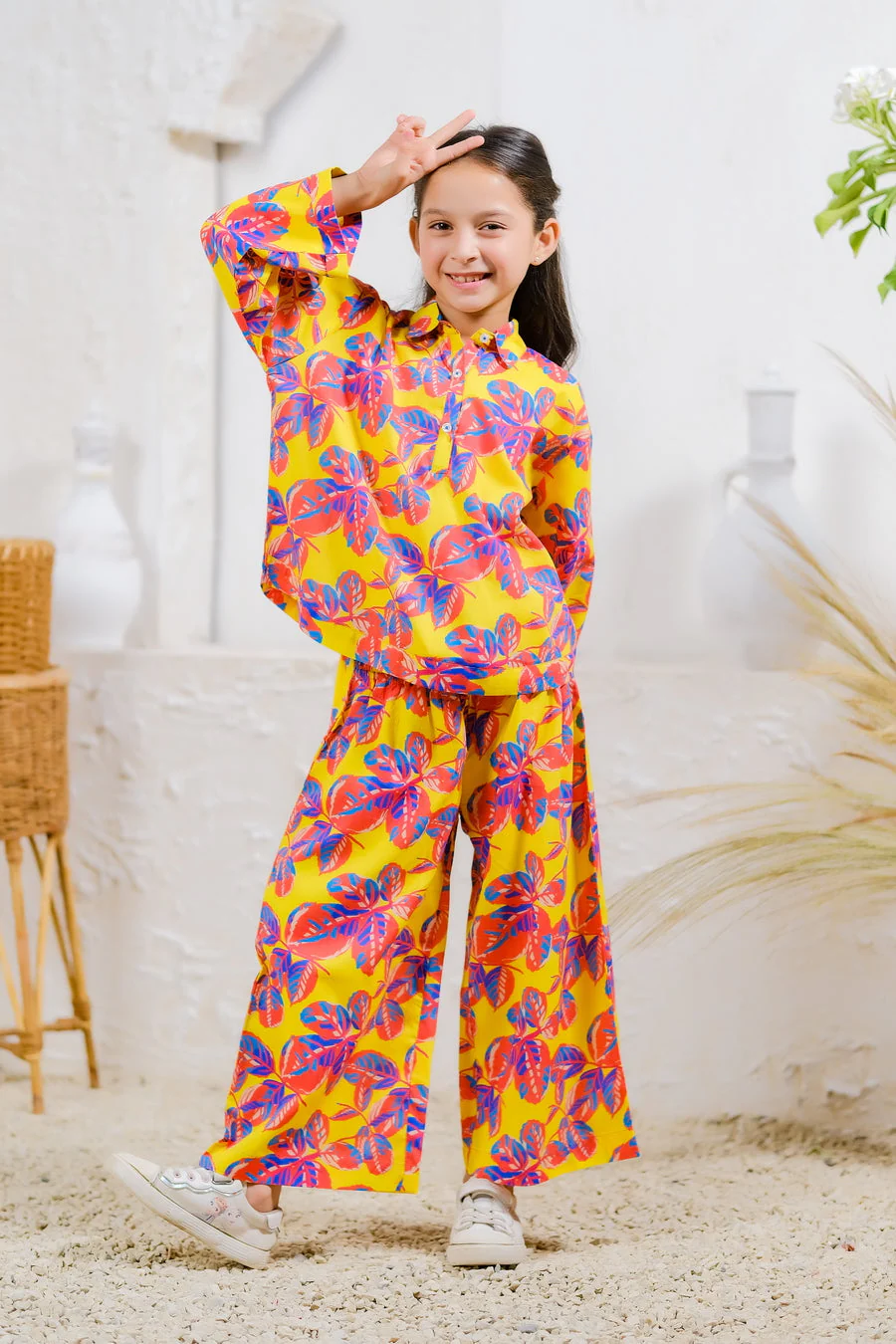 Sprinkles Stitched 2 Piece Summer Co Ord Sets Kids Suit-Tropical Blaze - Image 2