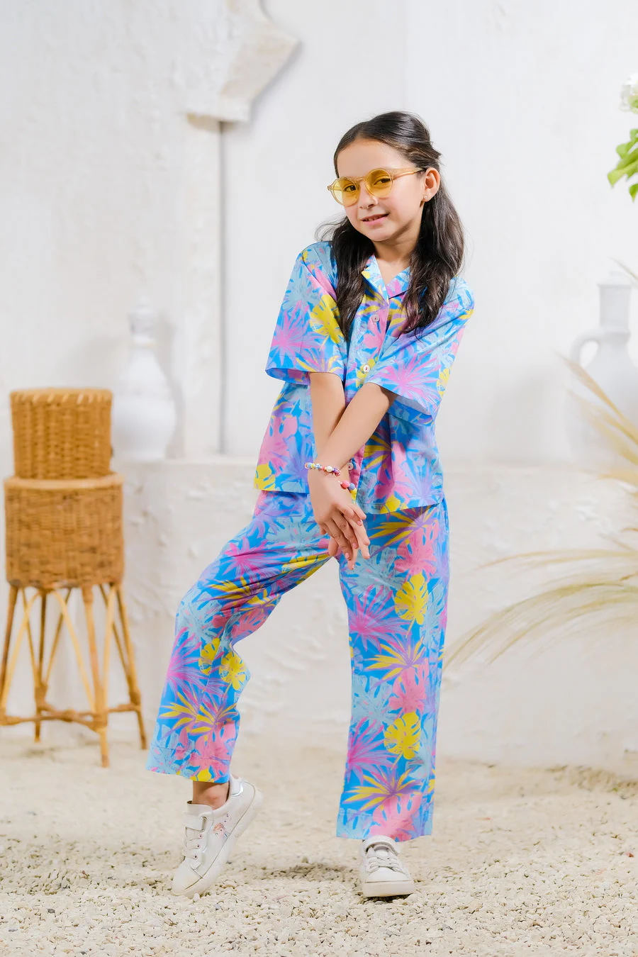 Sprinkles Stitched 2 Piece Summer Co Ord Sets Kids Suit-Tropical Dreamscape - Image 3