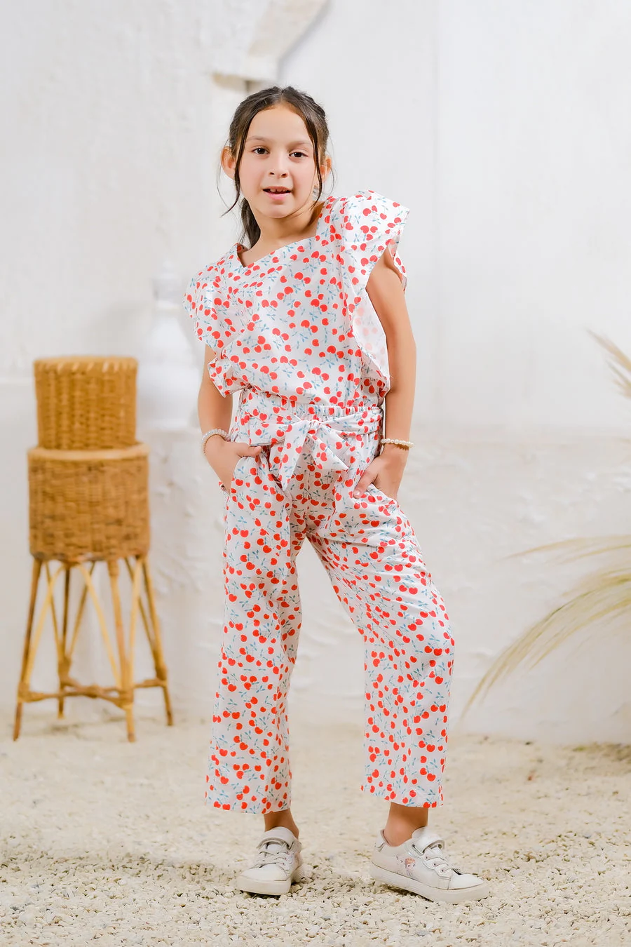 Sprinkles Stitched 2 Piece Summer Co Ord Sets Kids Suit-Cherry Blossom Bliss - 2pcs - Image 5