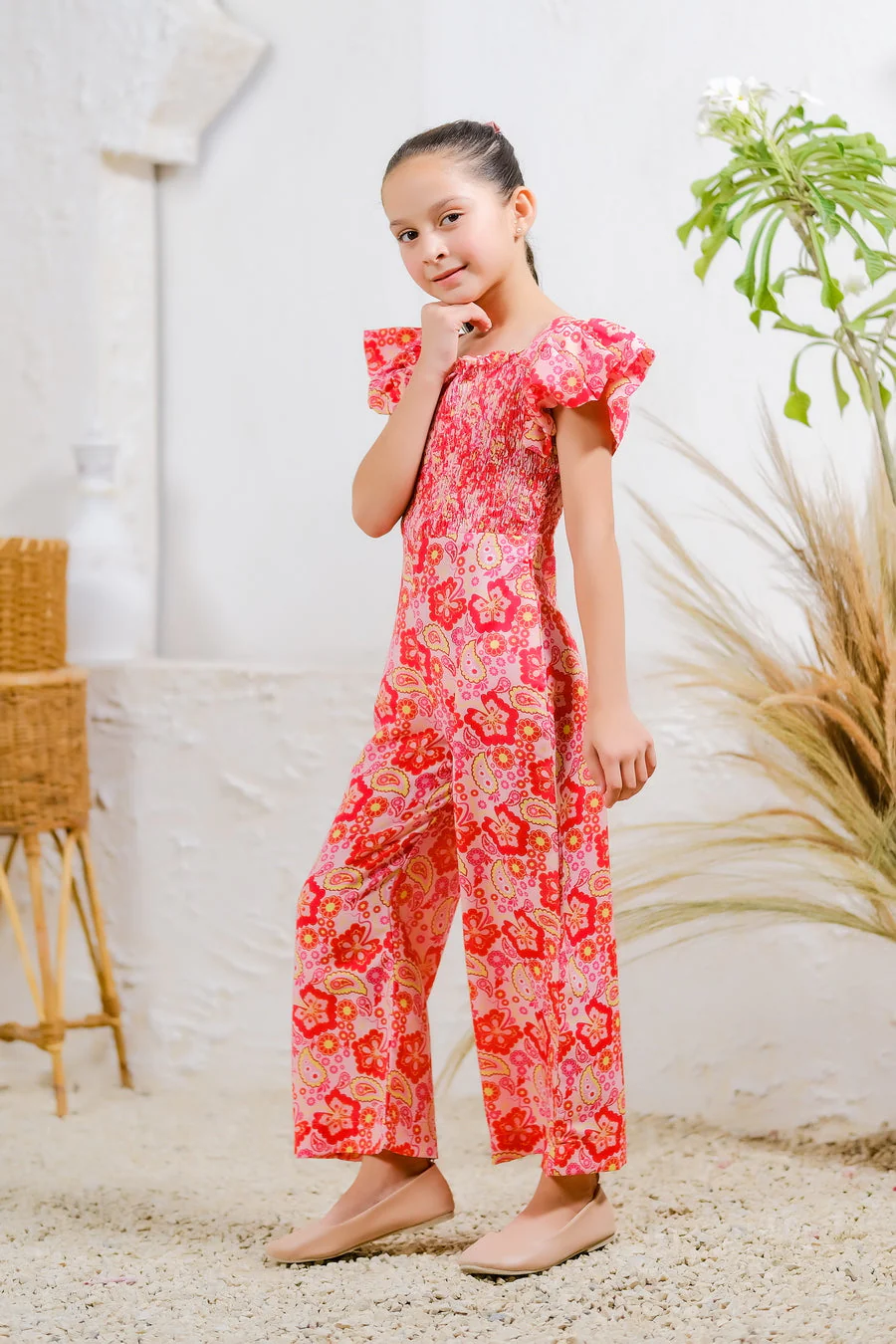 Sprinkles Stitched 1 Piece Summer Jumpsuit Kids Suit-Scarlet Paisley Jumpsuit - Image 4