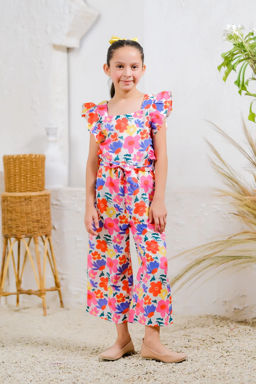 Sprinkles Stitched 1 Piece Summer Jumpsuit Kids Suit-Sunny Blossoms Jumpsuit