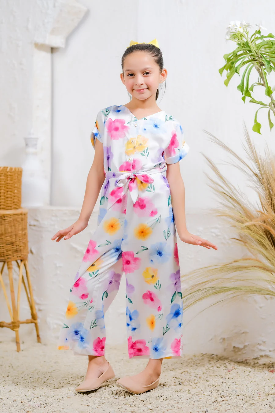 Sprinkles Stitched 1 Piece Summer Jumpsuit Kids Suit-Pastel Petals Jumpsuit