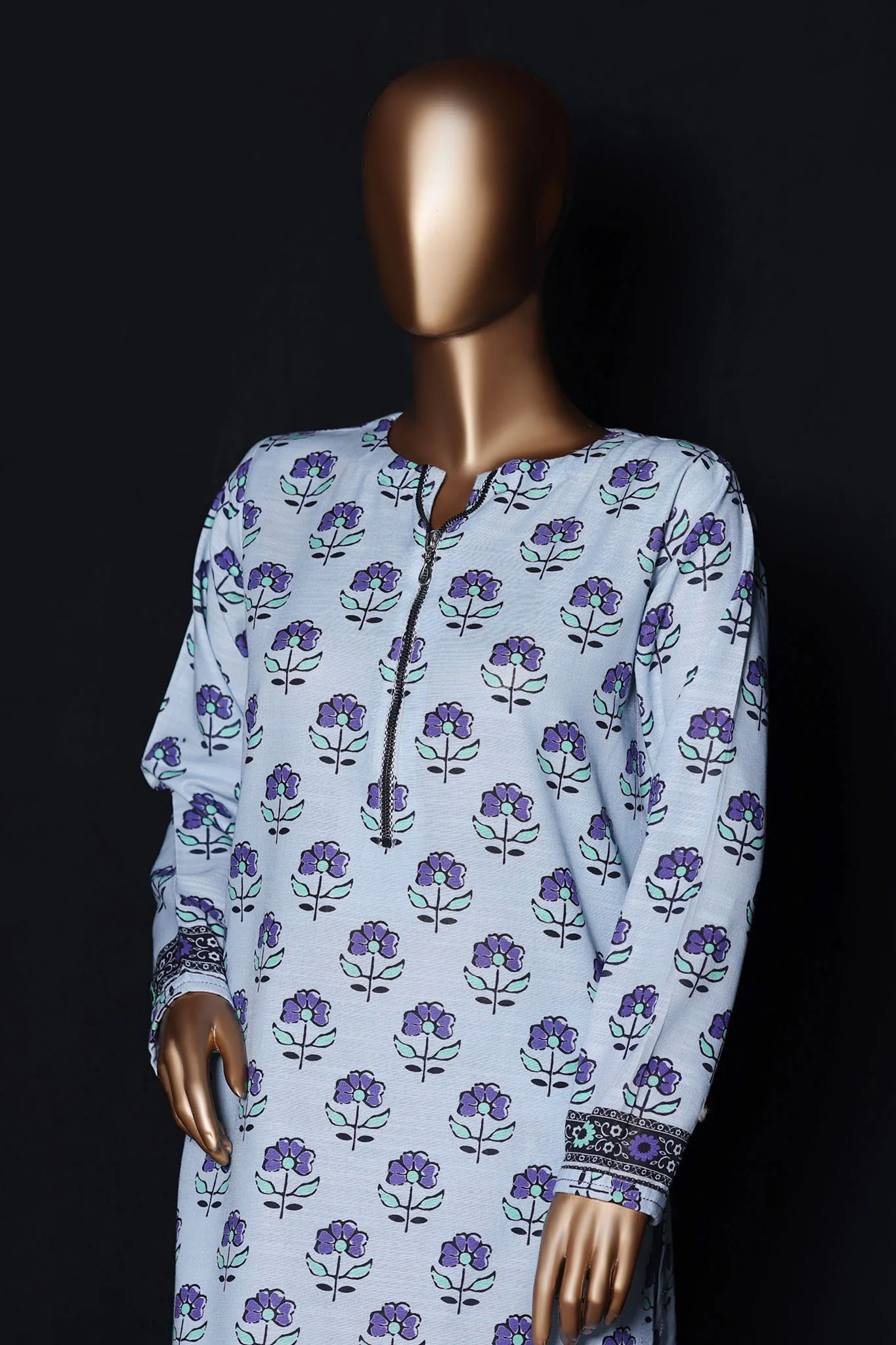 HZ Stitched Co Ords Digital Printed Khaddar Suit-KPT-2589-Sky Blue - Image 2