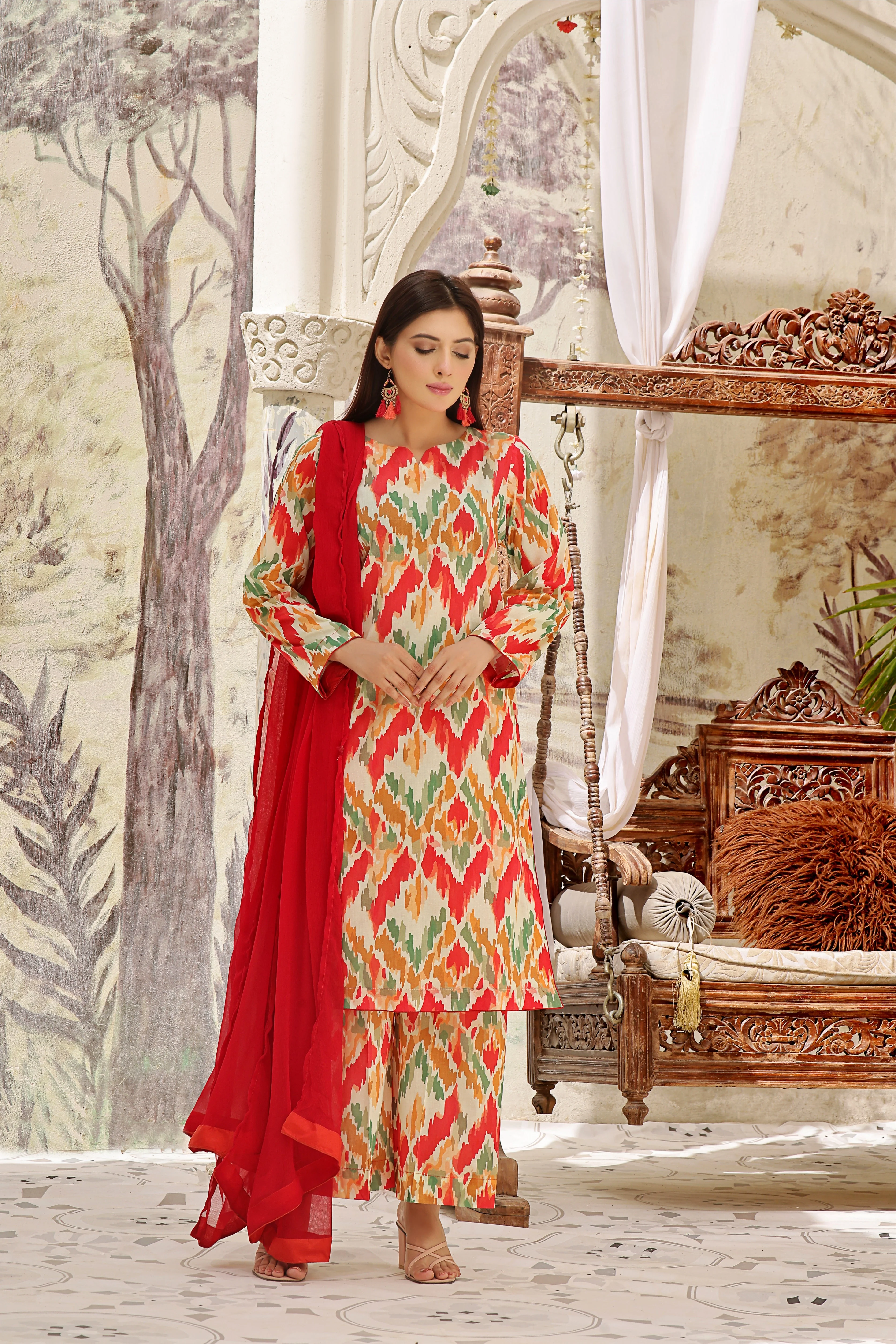 Feathers Unstitched 3 Piece Summer Collection-KRISTY-FT366 - Image 2