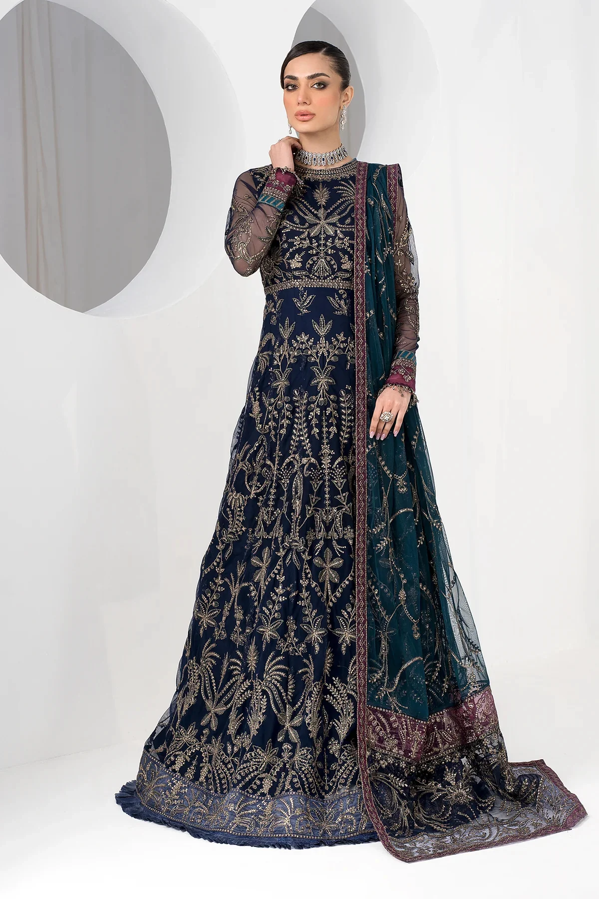 La Celeste by Zarif Unstitched Luxury Formal Suit ZLC 01 BLUEBERRY - Image 3