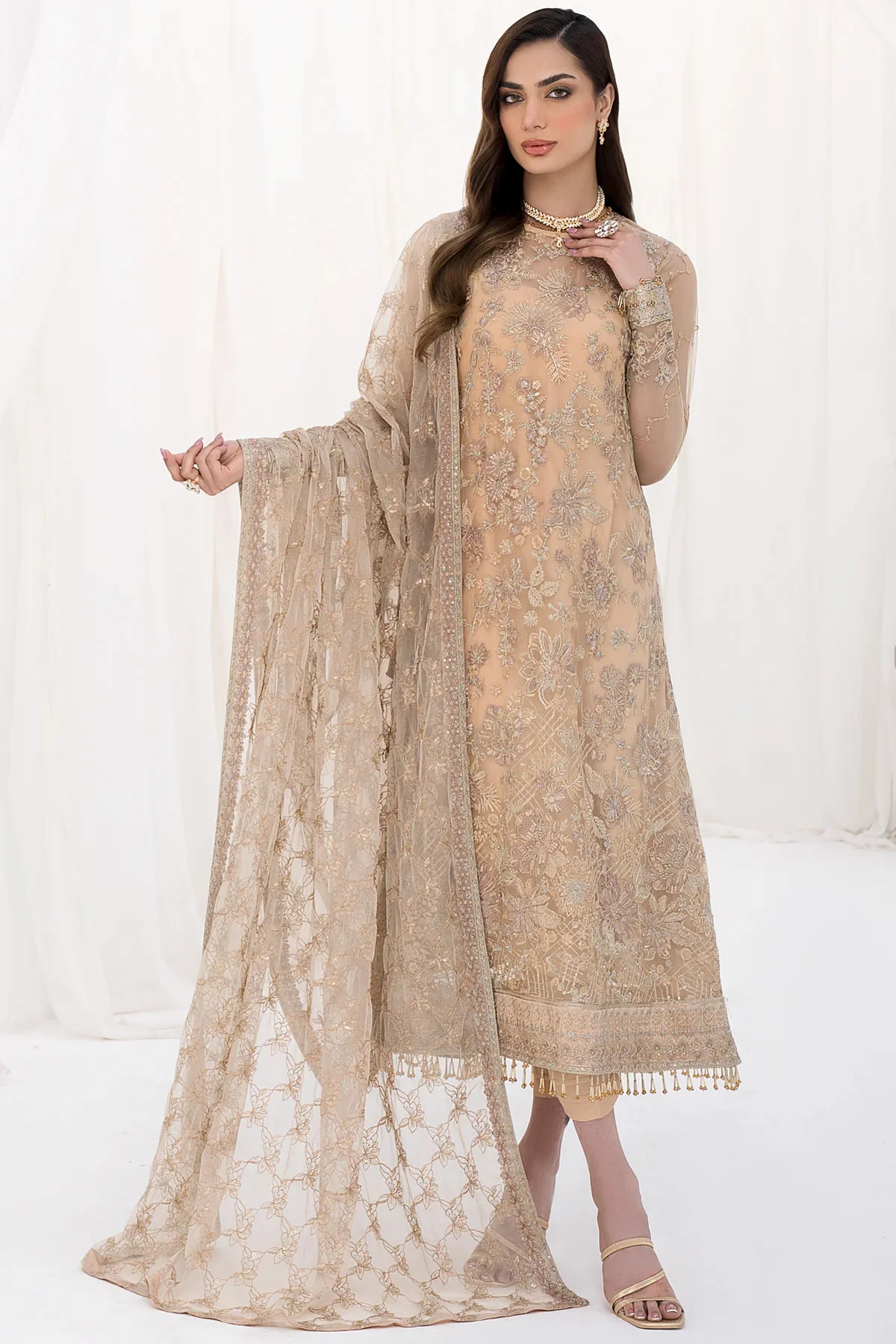La Celeste by Zarif Unstitched Luxury Formal Suit ZLC 07 SAND GLOW