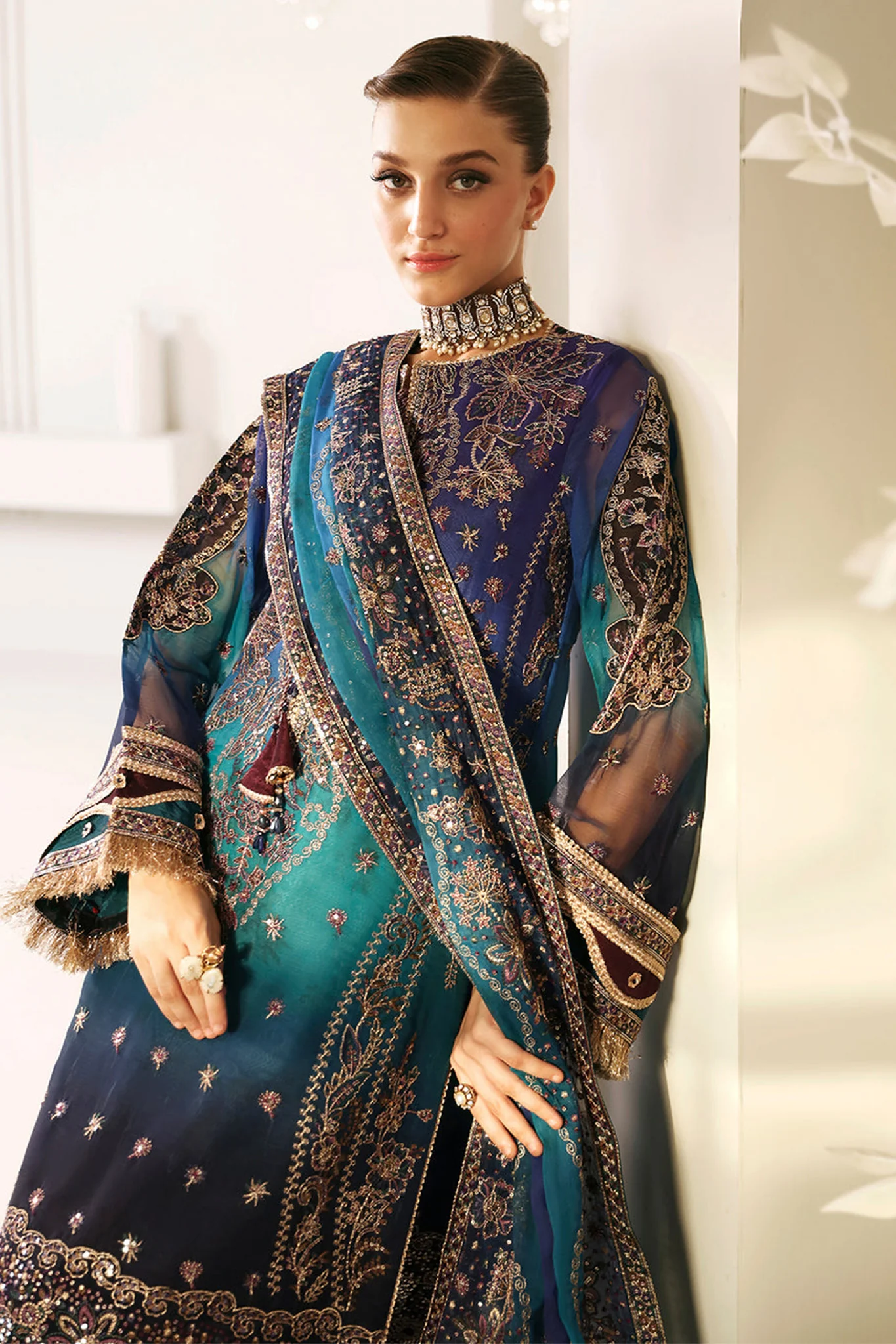 La Ruhe By Alizeh Unstitched 3 Piece Luxury Formals Suit-AF-2174-Oasis - Image 2