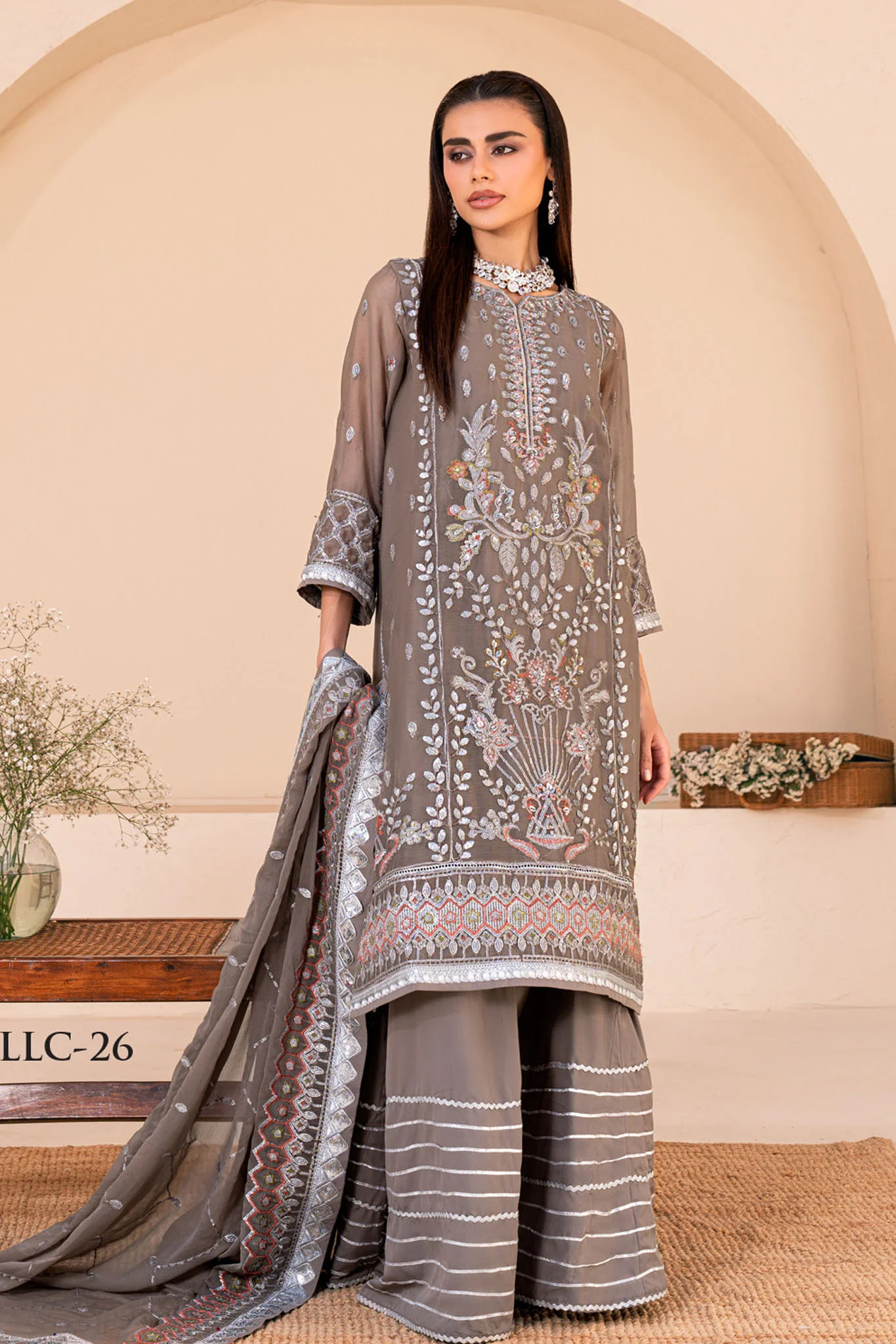 Lallaria By Noorma Kaamal Unstitched 3 Piece Luxury Chiffon Vol-03 Suit-NK-LLC-26 - Image 4