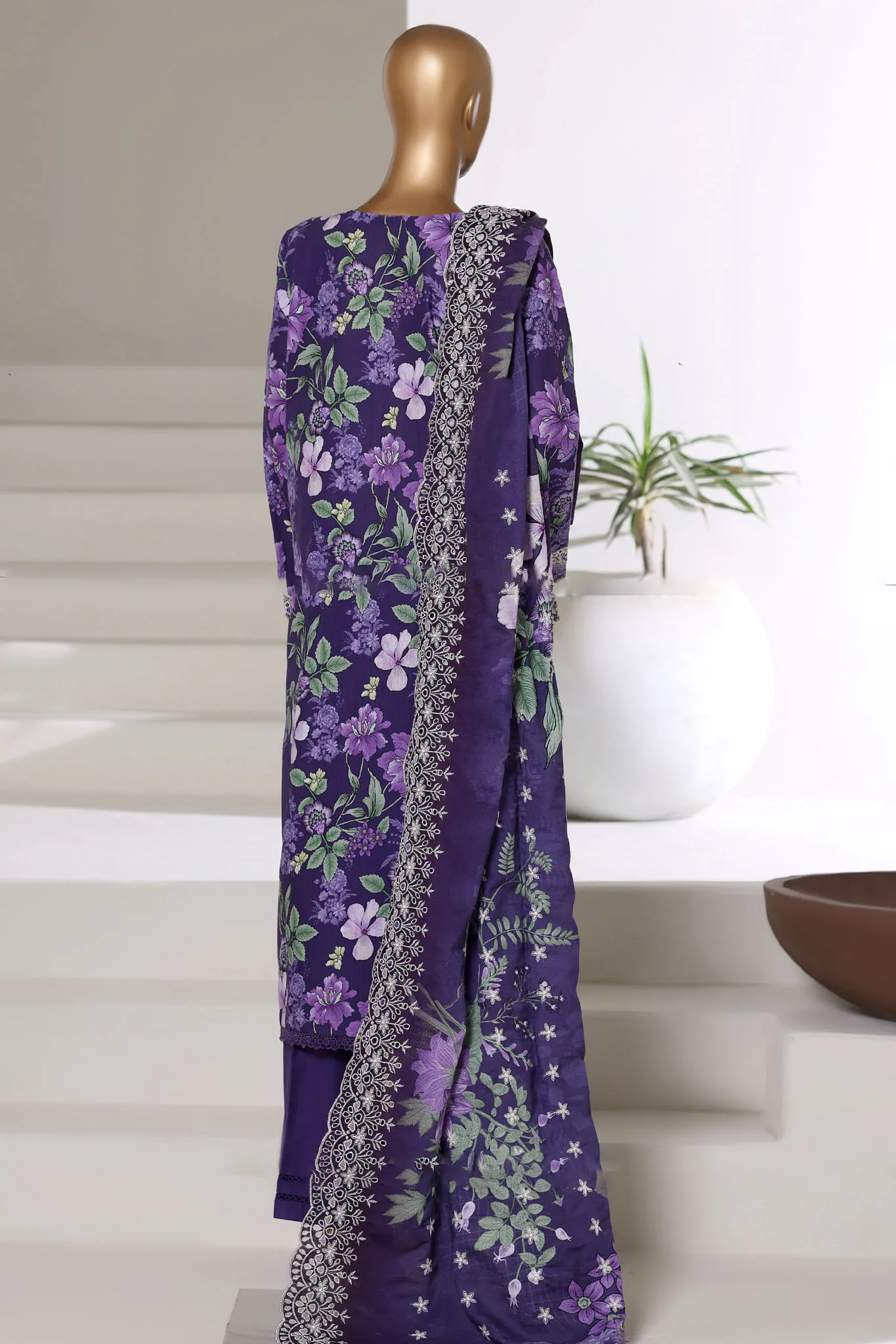 Laser Fusion By Sada Bahar Stitched 3 Piece Chikankari Khaddar Suit-PCK-03-JAMNI - Image 3