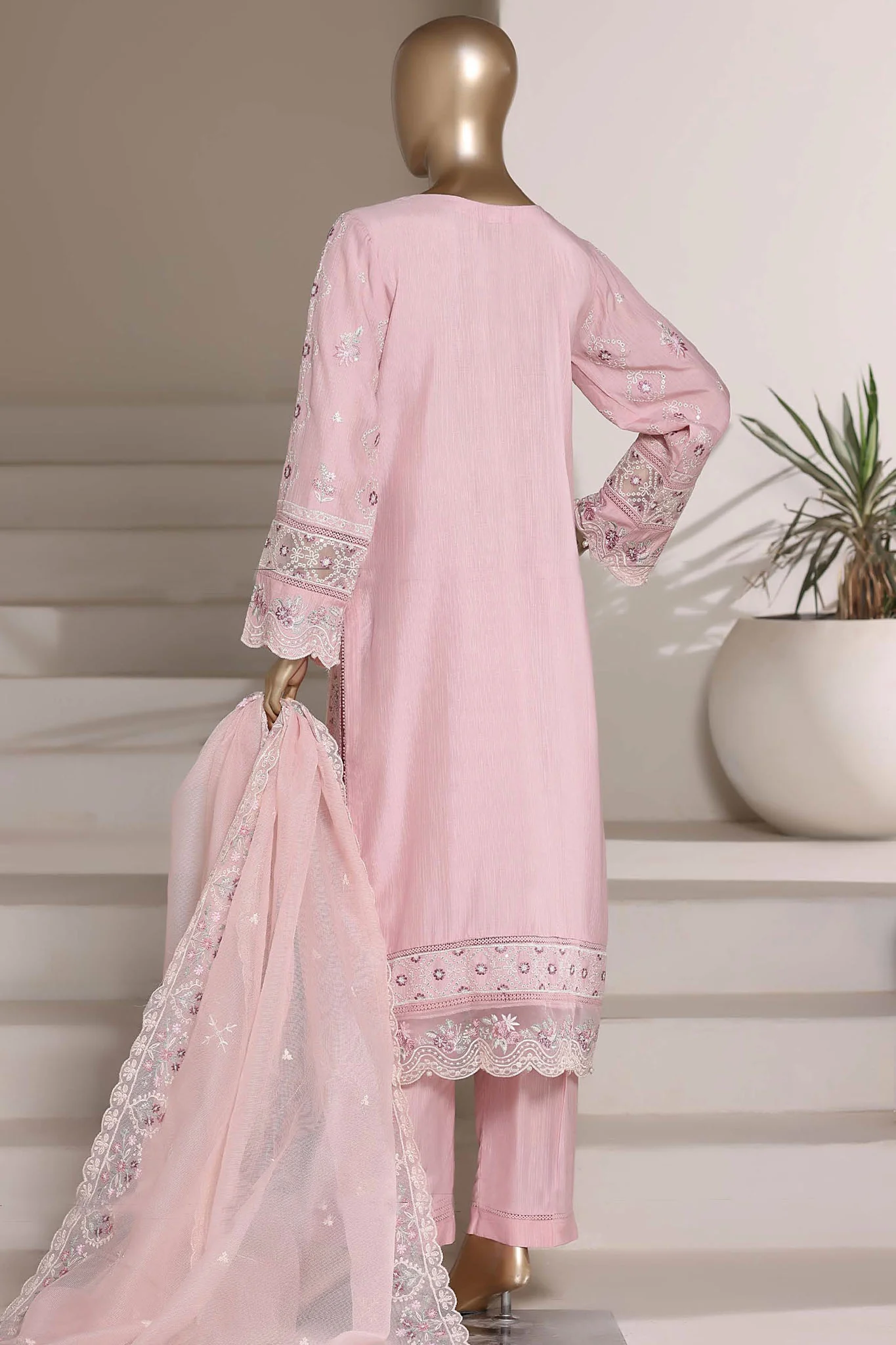 Sada Bahar Stitched 3 Piece Luxury Emb Festive Vol-03 Suit-LEL3-MK-2558-PINK - Image 3