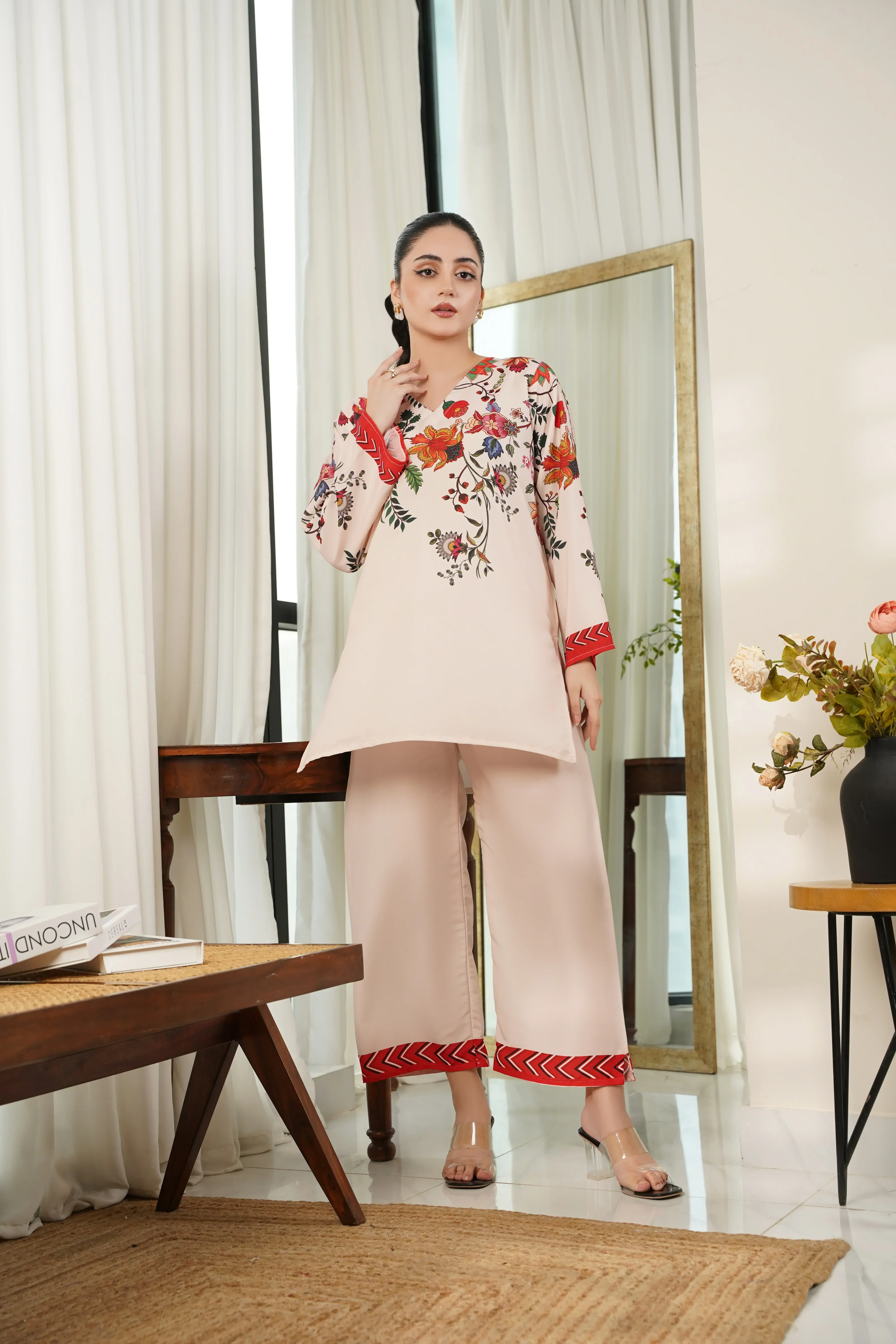 Dhaga Stitched 2 Piece Crepe Suit-Leora