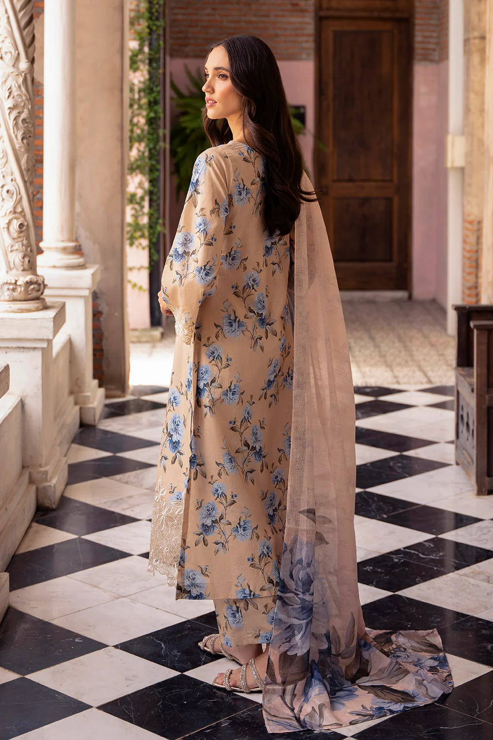La Flora By Esra Stitched 3 Piece Emb Cambric Collection-LF-24-02 - Image 3