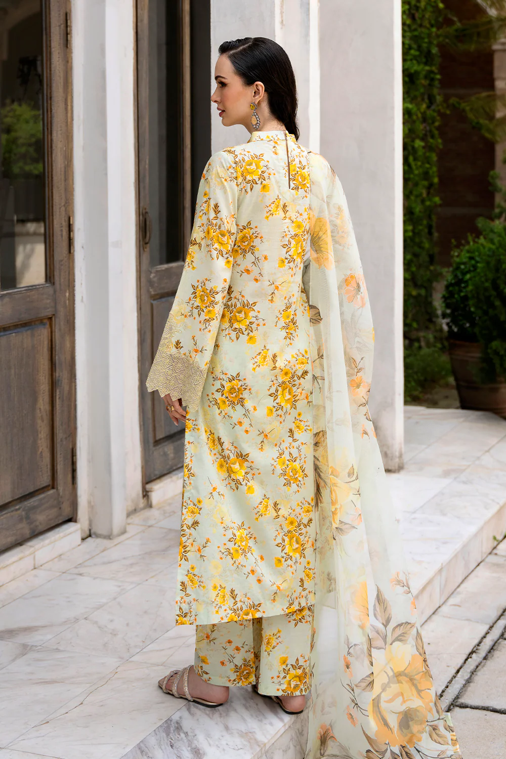 La Flora By Esra Stitched 3 Piece Emb Cambric Collection-LF-24-08 - Image 4