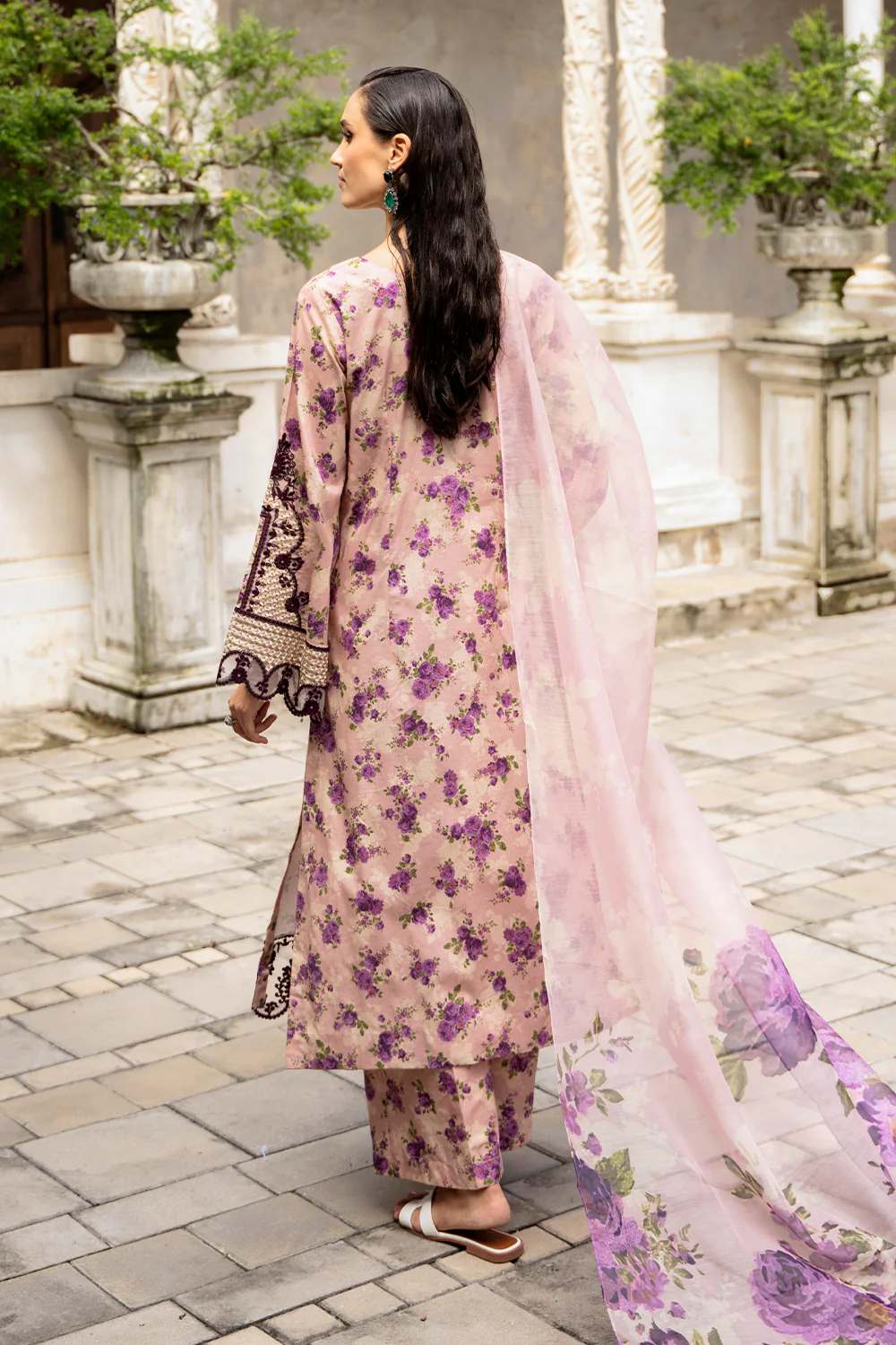 La Flora By Esra Stitched 3 Piece Emb Cambric Collection-LF-24-09 - Image 4