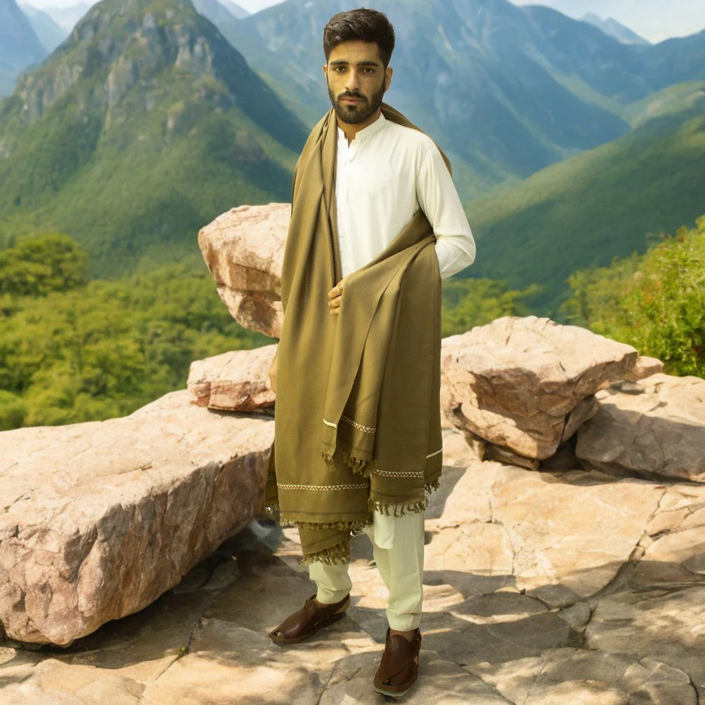 Kamaal Khan Light Weight Swati Dhussa Shawl For Men | Kamaal Khan Shawls - Image 9
