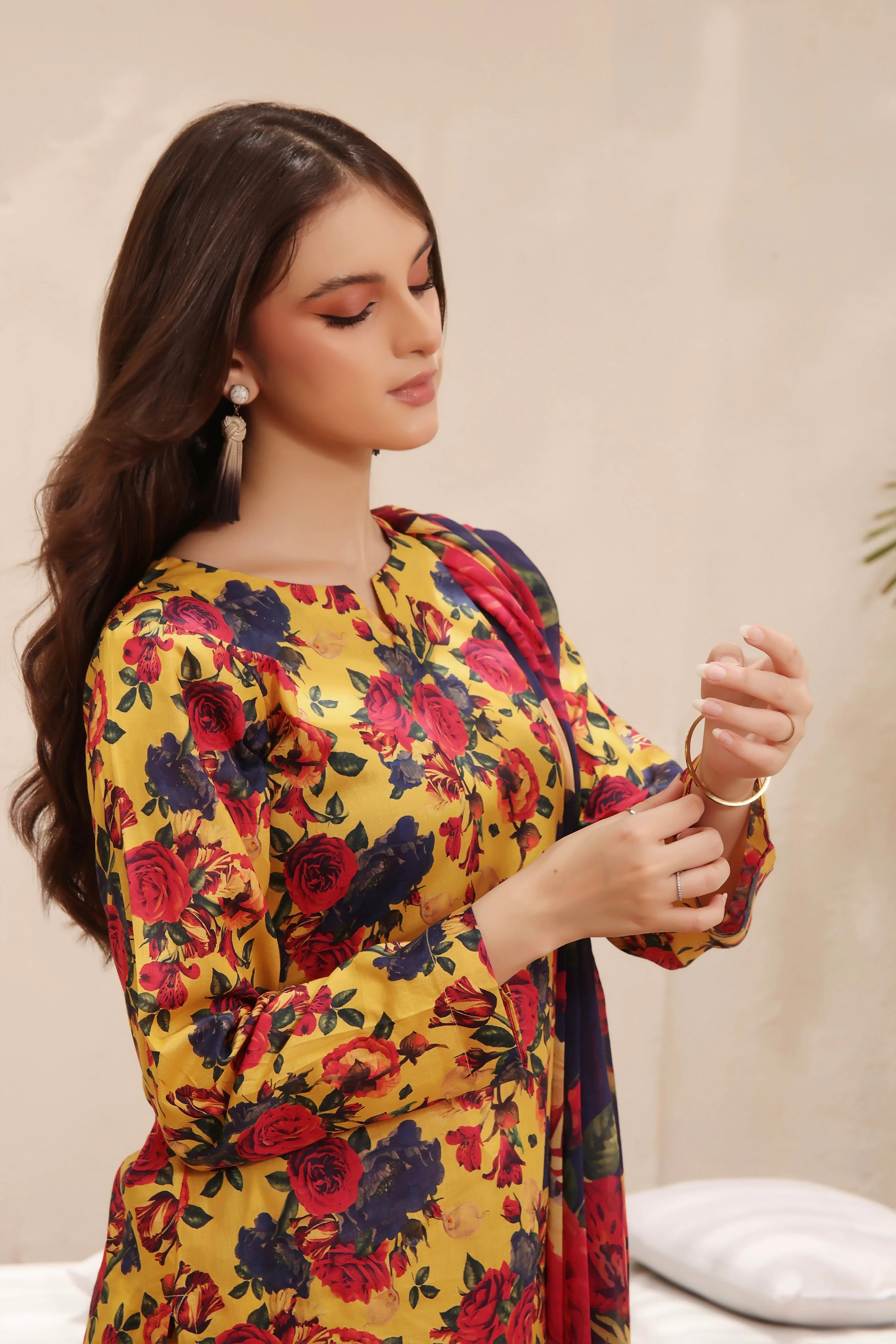 Feathers Unstitched 3 Piece Summer Collection-LILA-FT250 - Image 3