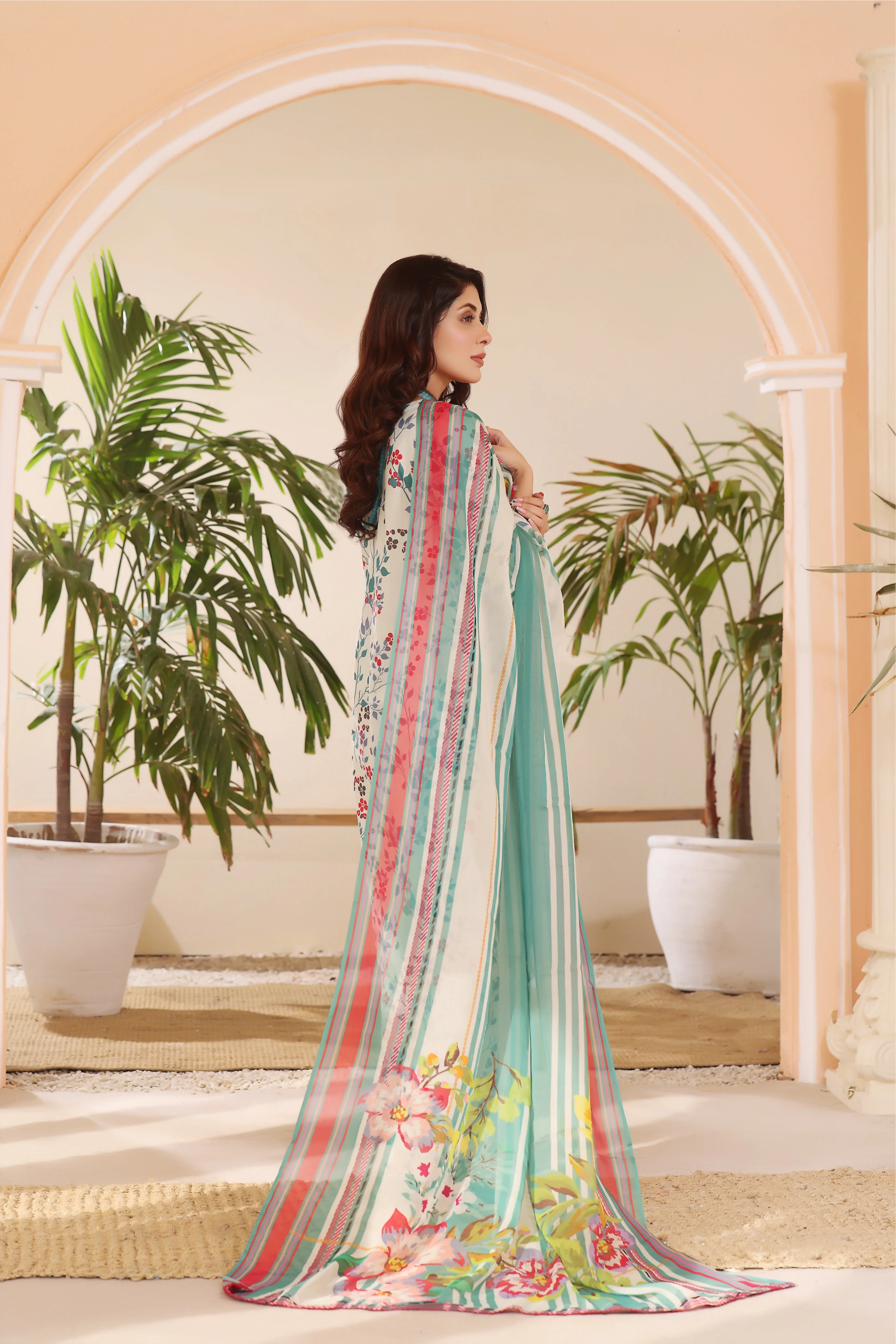 Feathers Unstitched 3 Piece Summer Collection-LILY-FT232 - Image 3