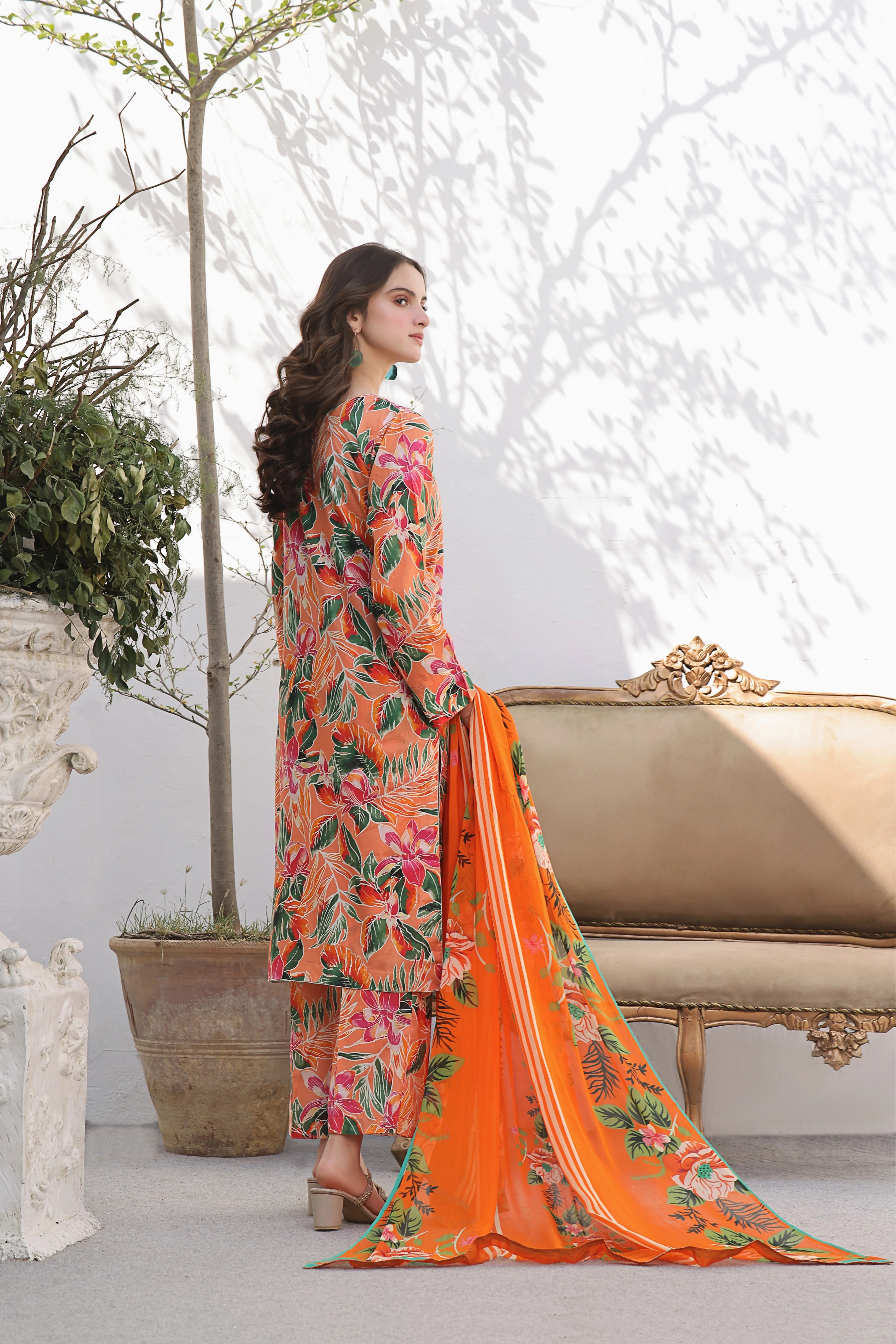 Feathers Unstitched 3 Piece Summer Collection-LINDA-FT348 - Image 4