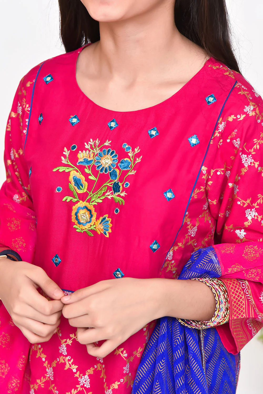 Ochre Clothing Linen Printed 3 Pc Suit - Image 4