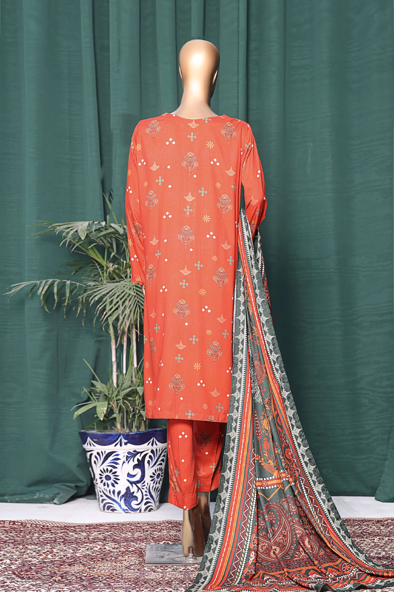 Linen Wintry By HZ Unstitched 3 Piece Linen With Shawl Suit-LWS-1138 - Image 3