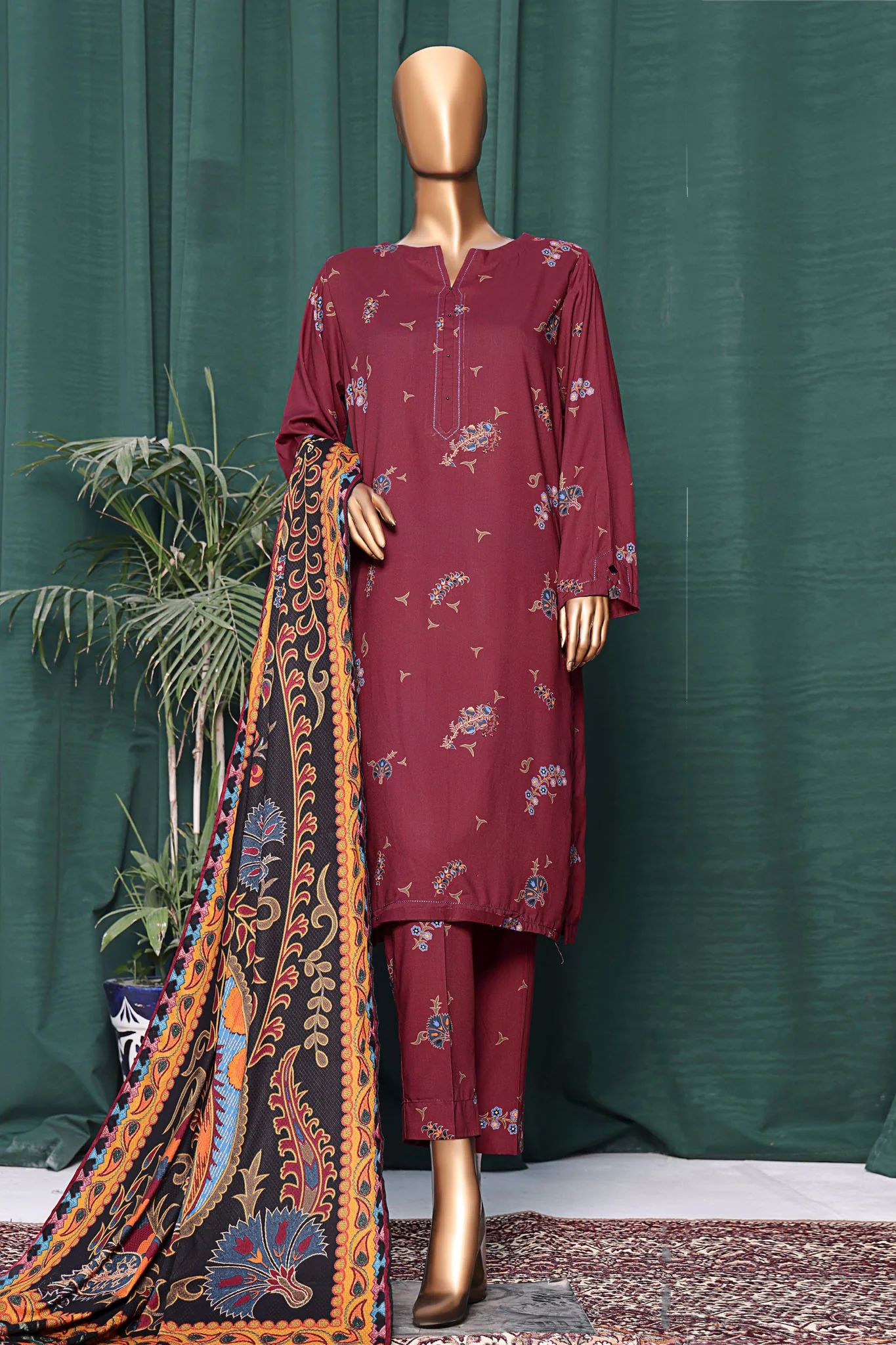 Linen Wintry By HZ Unstitched 3 Piece Linen With Shawl Suit-LWS-1139