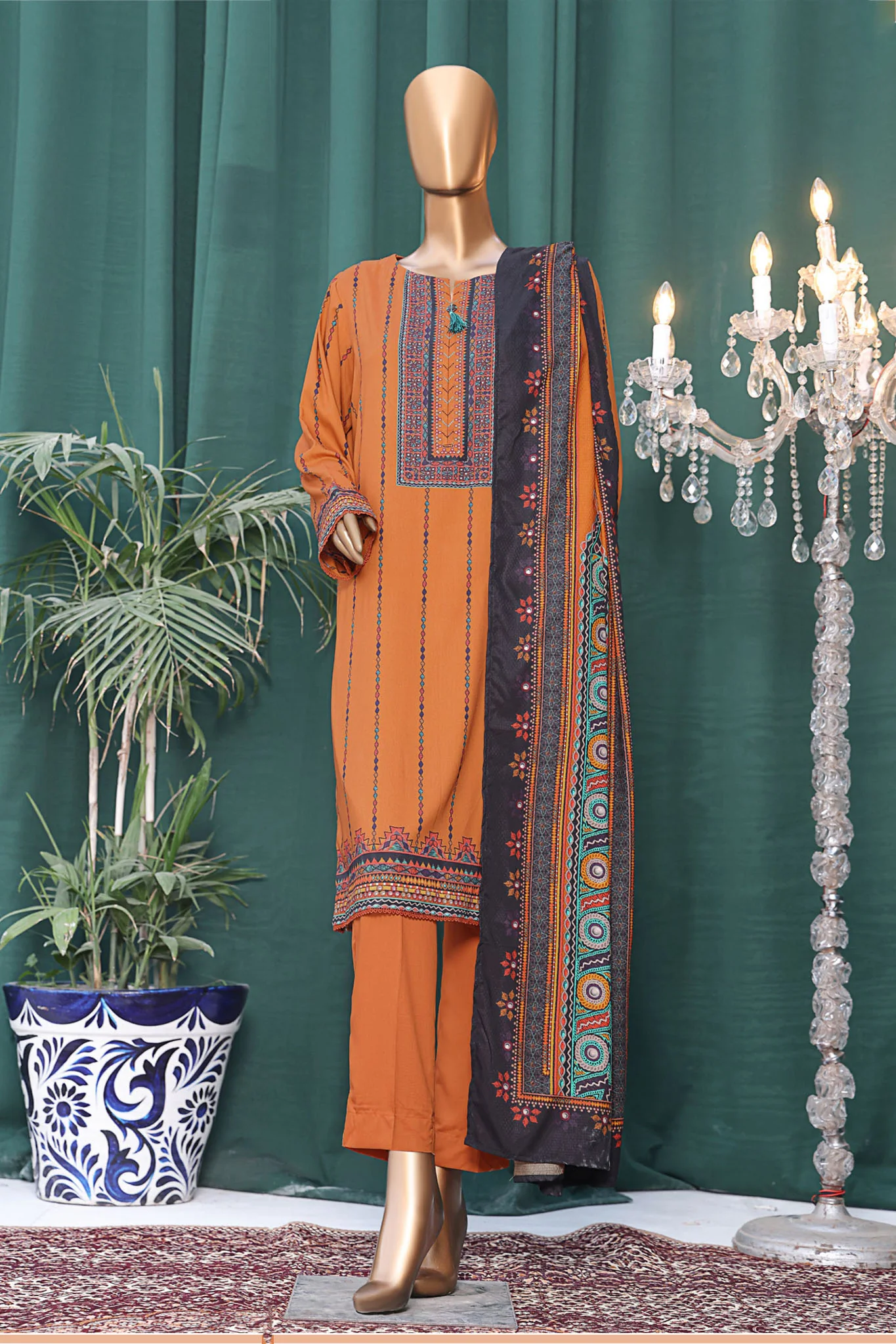 Linen Wintry By HZ Unstitched 3 Piece Linen With Shawl Suit-LWS-1140